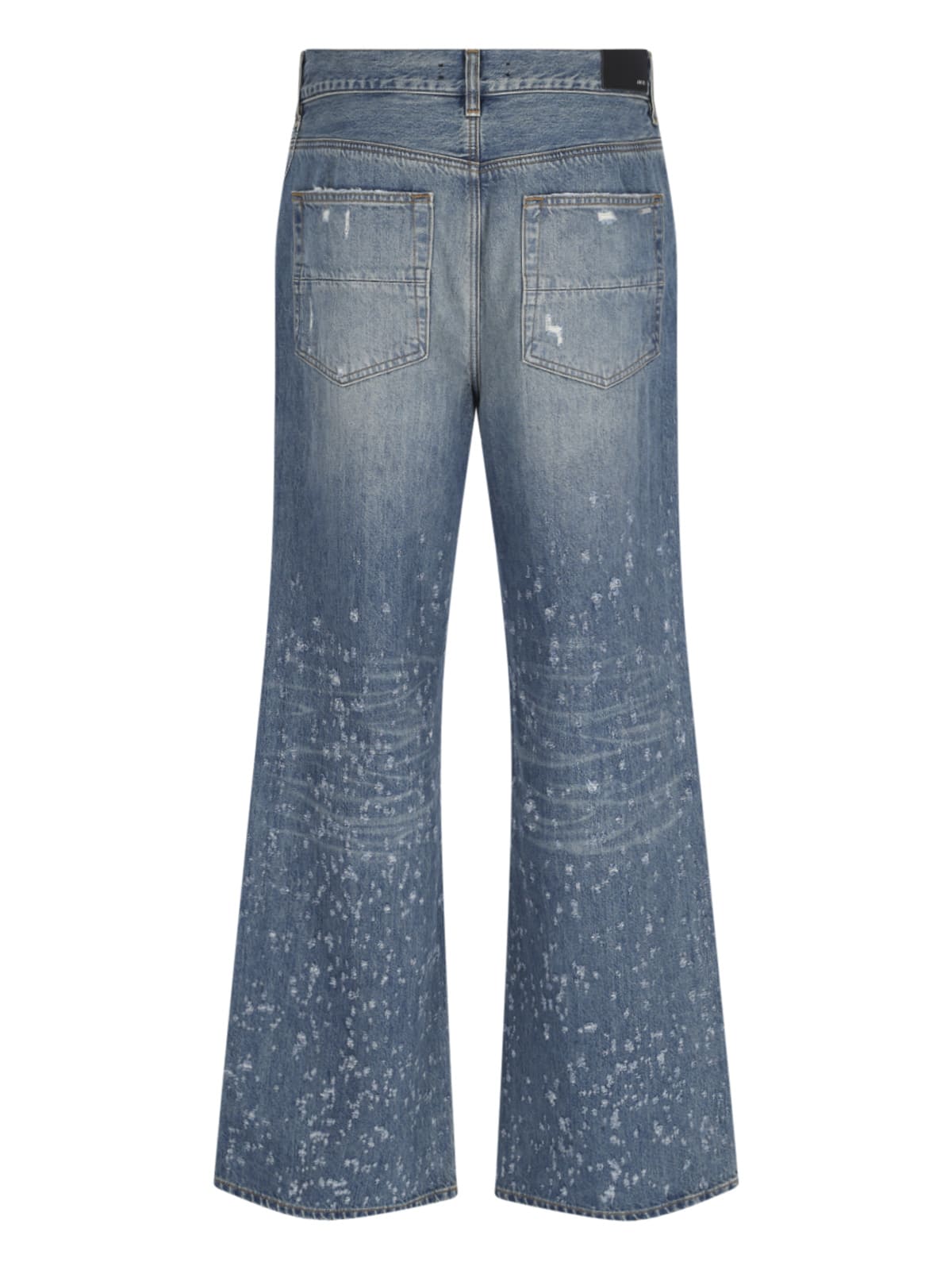 Shop Amiri Destroyed Detail Jeans In Blue