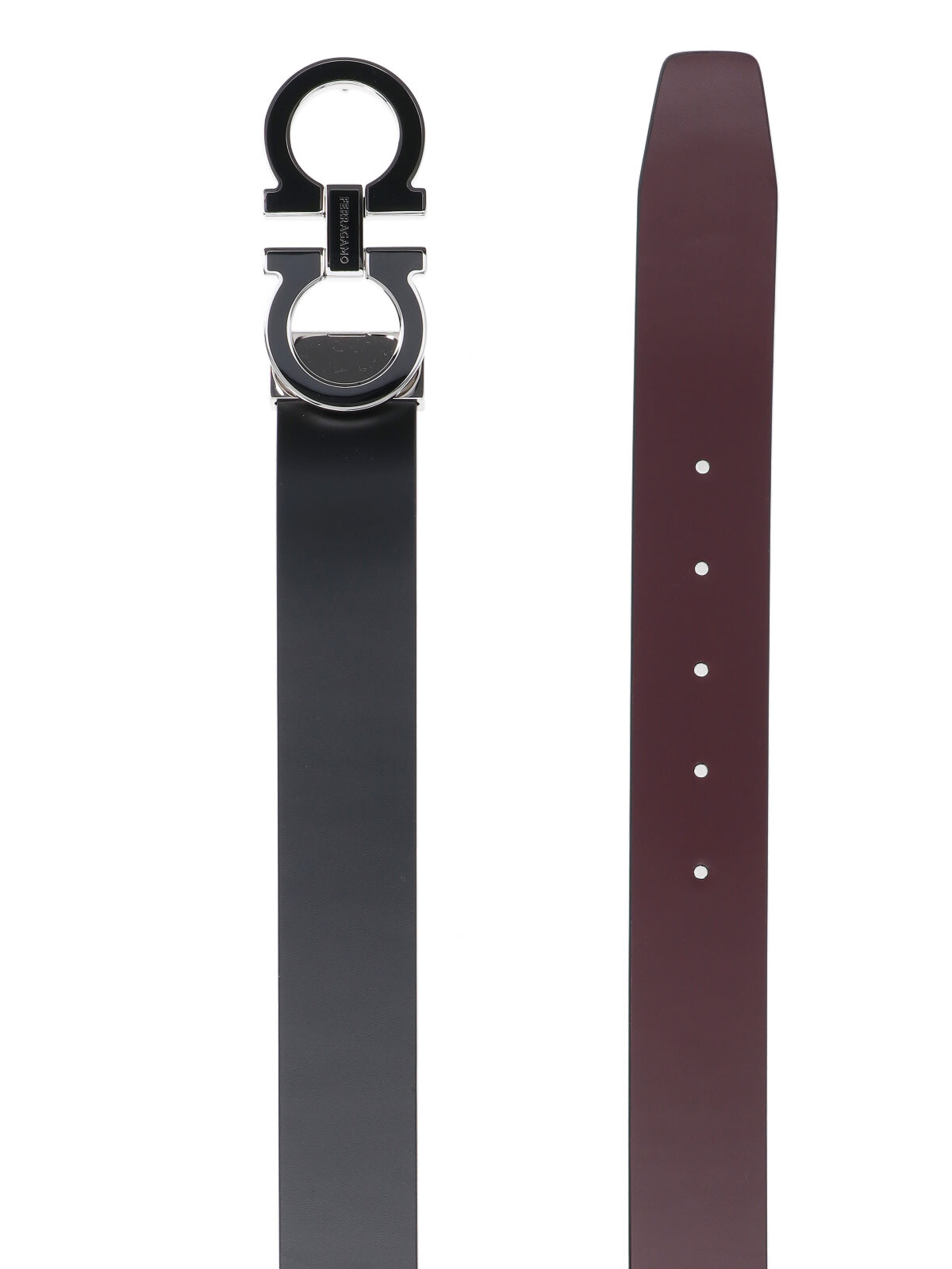 Shop Ferragamo Gancini Reversible Belt In Black