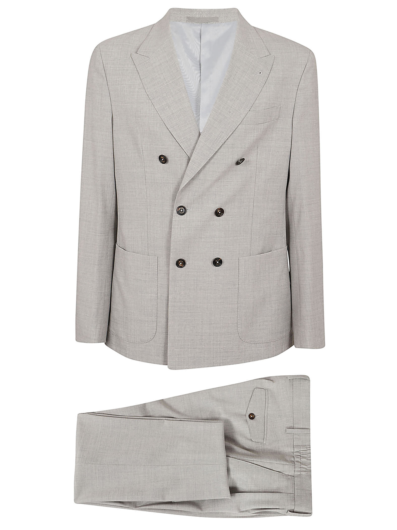 Shop Eleventy Double Breasted Suit In Grigio