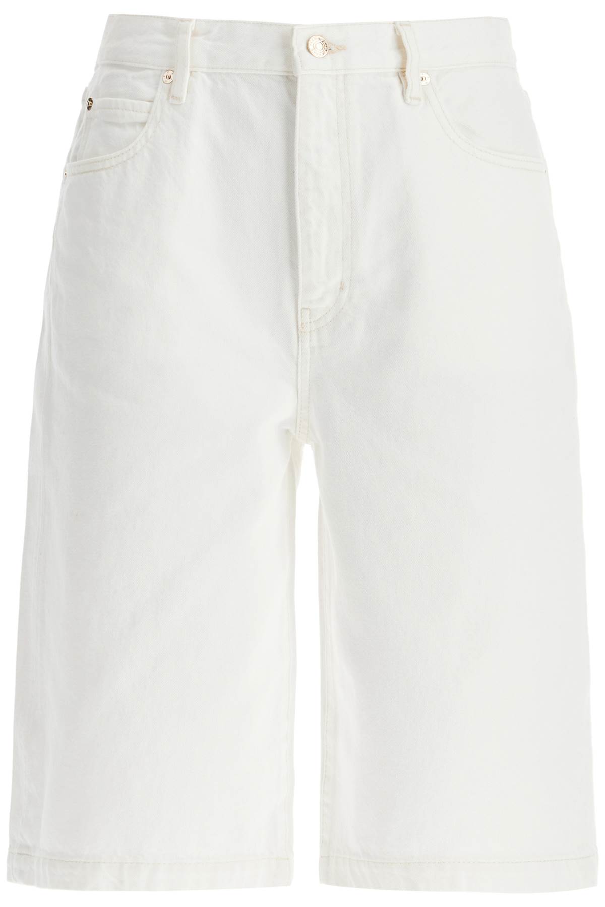 Flared Denim Bermuda Shorts.