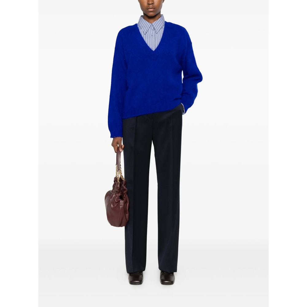 Bellerose Long-sleeved V-neck Sweater In Blue