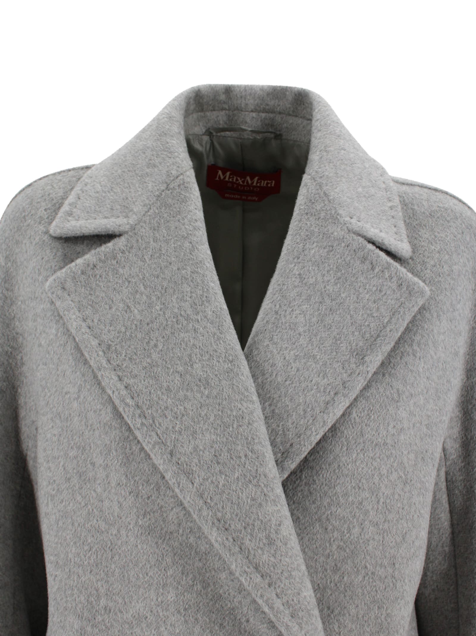 Max Mara Double-breasted Coat In Cashmere, Alpaca And Wool In Gray
