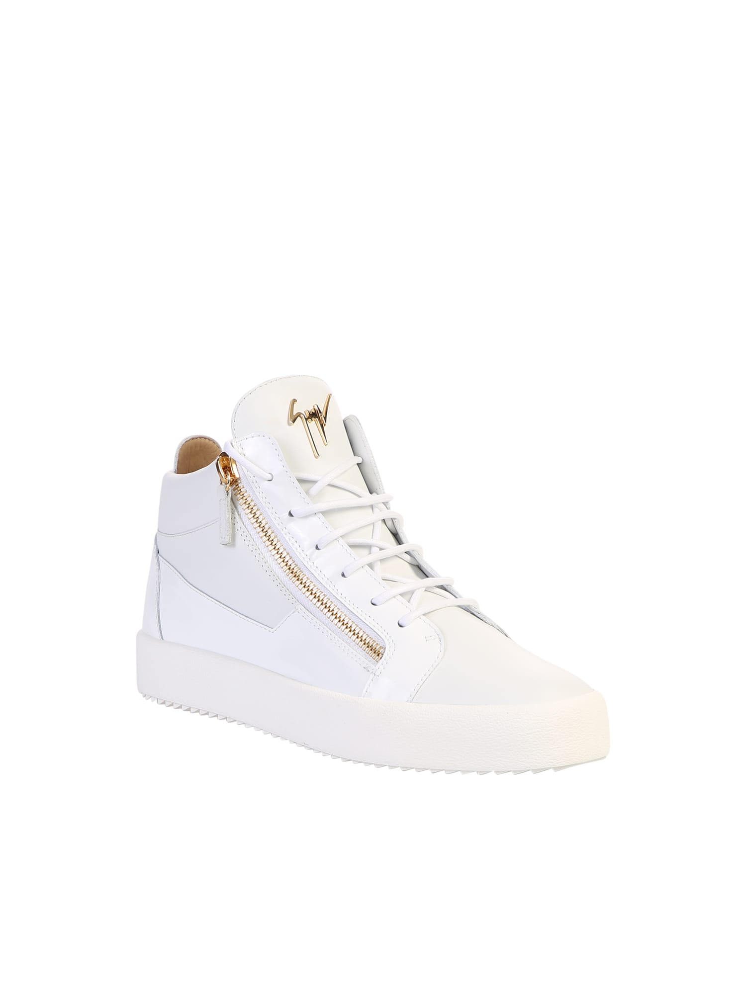 Shop Giuseppe Zanotti White Zipped Sneakers