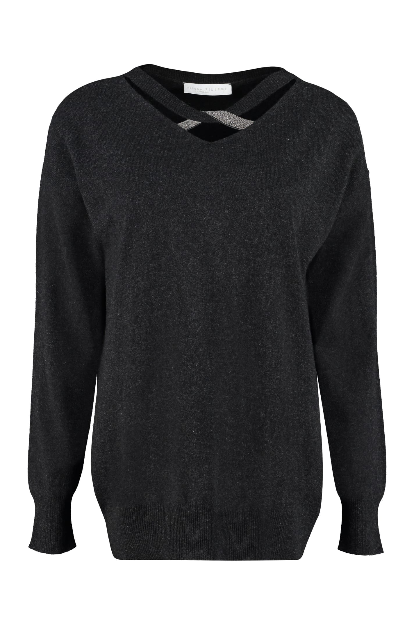 Click to view more detailed imagery on our partner's website Fabiana Filippi Wool, Cashmere And Silk Blend Sweater In Grey