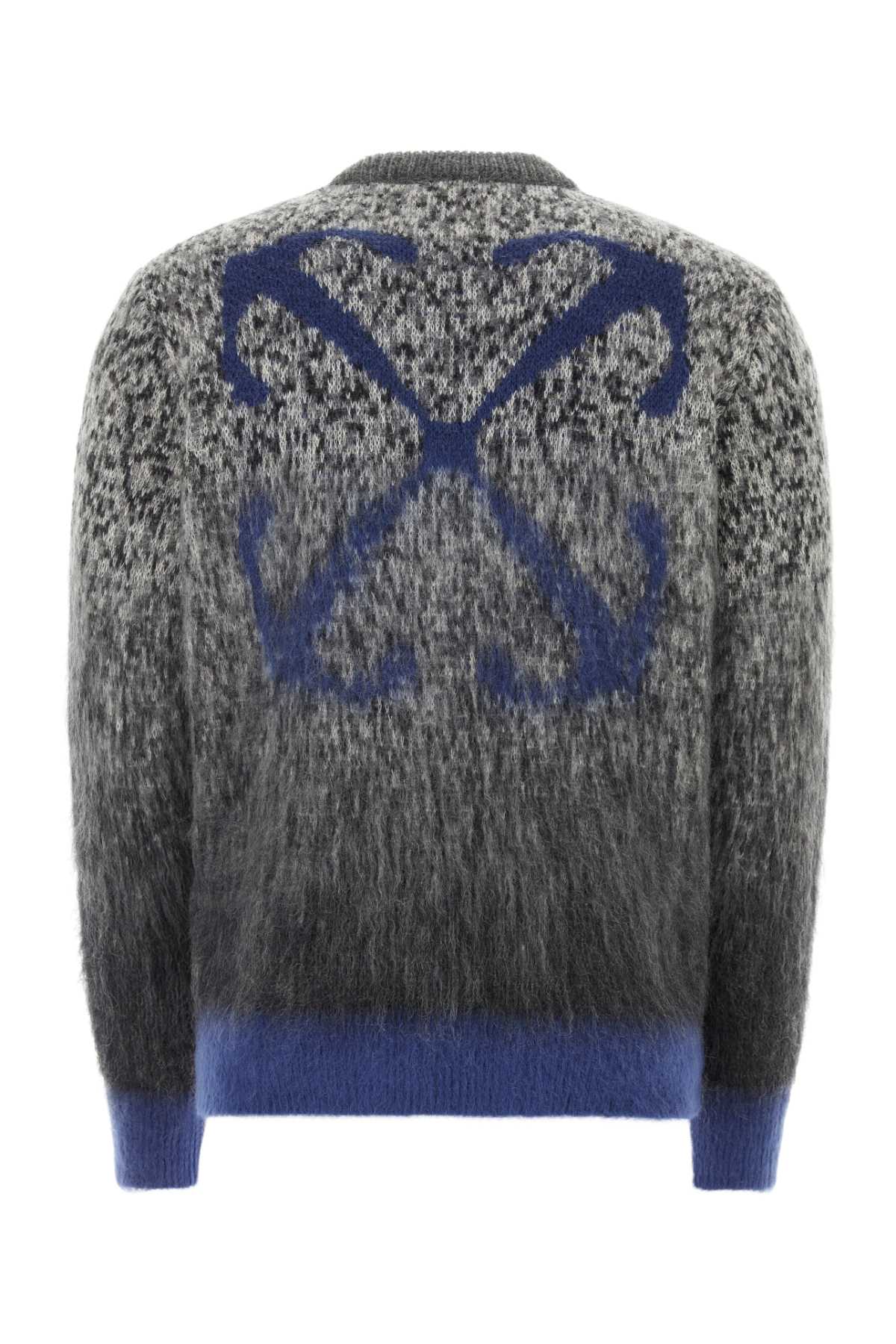Off-white Embroidered Mohair Blend Jumper In Anthracite