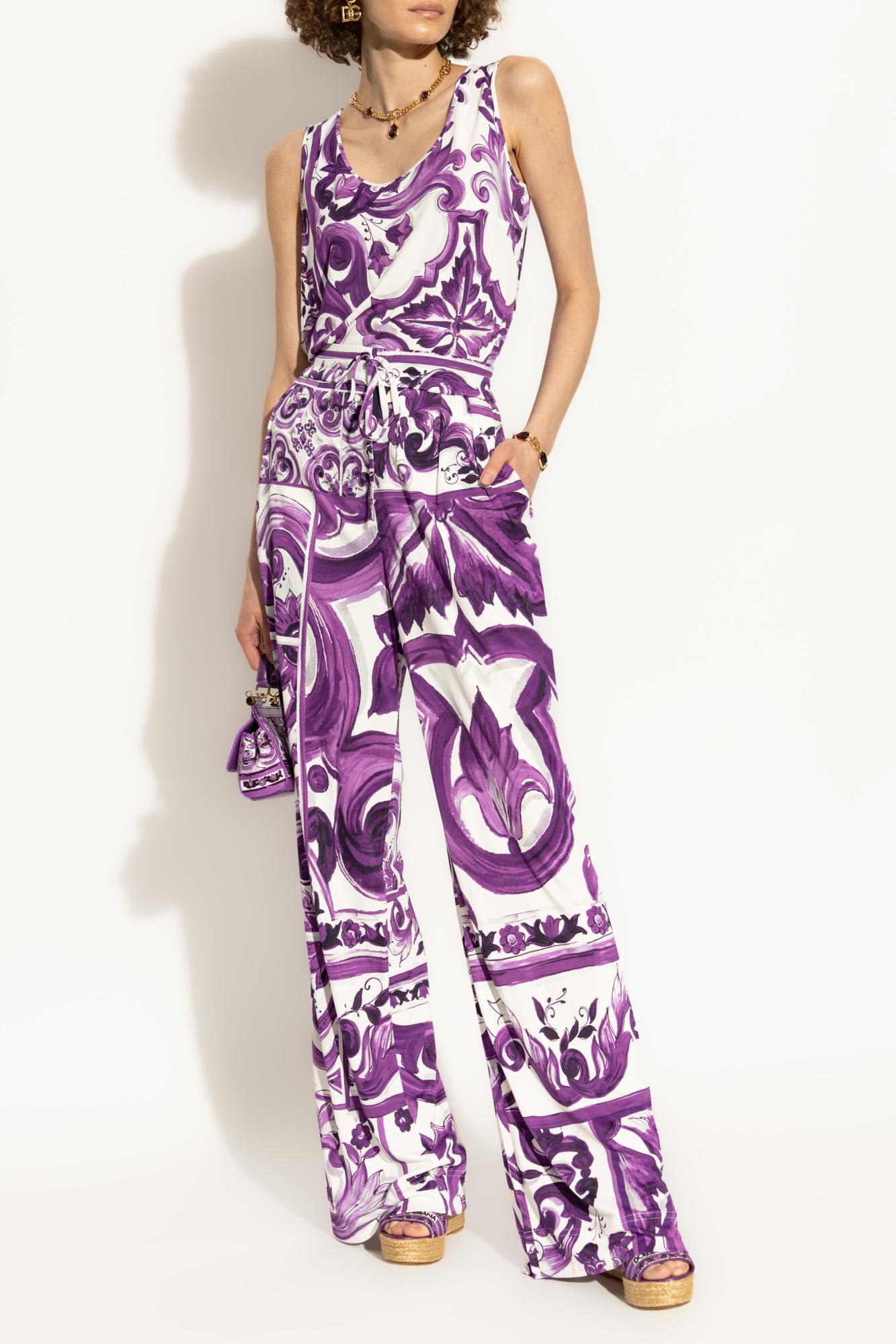 Dolce & Gabbana Top With Majolica Print In Purple
