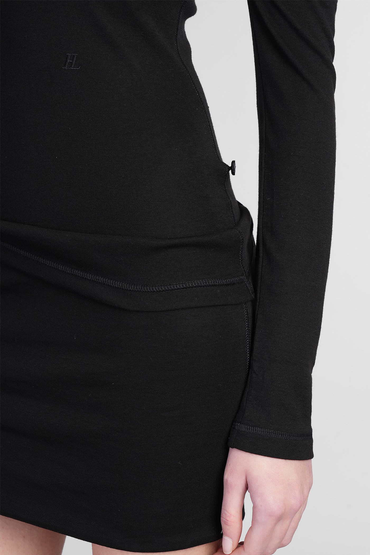 Helmut Lang Slashed Mini Dress Cut-out Sleeves In Black