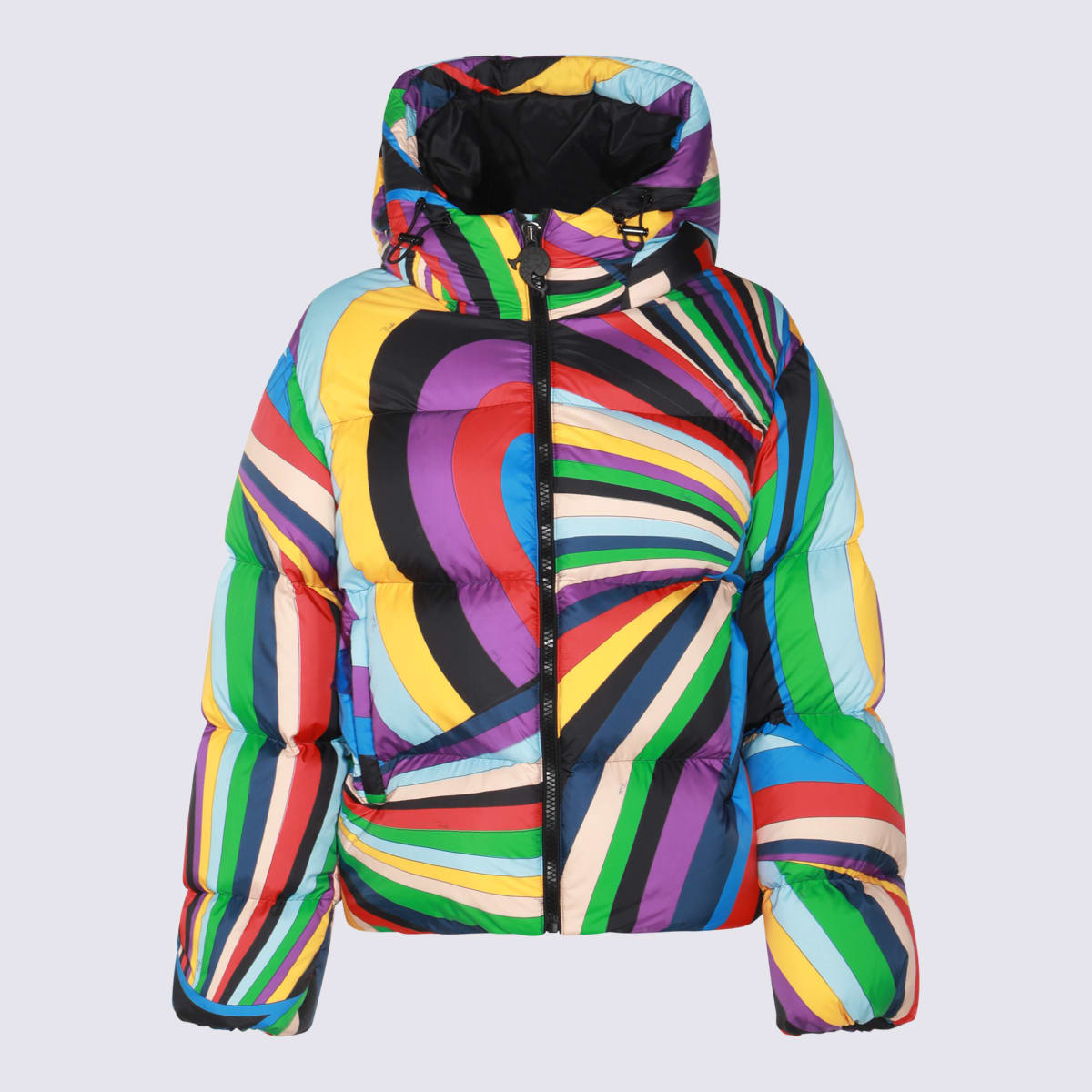 Shop Pucci Multicolor Down Jacket In Viola/rosso