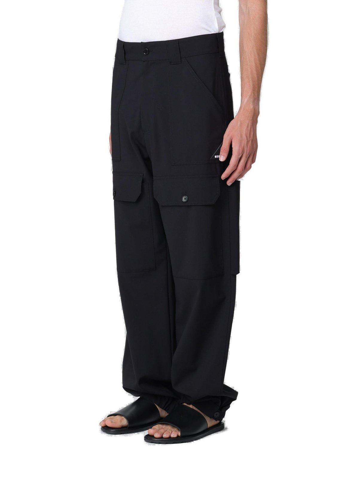 Shop Msgm High Waist Pocket Detailed Trousers In Nero