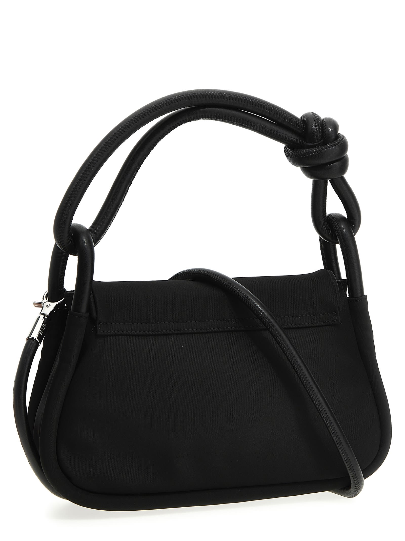 Shop Ganni Knot Flap Over Shoulder Bag In Black