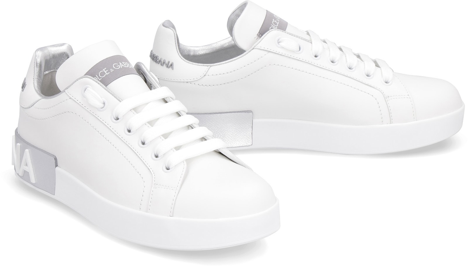 Shop Dolce & Gabbana Portofino Leather Low-top Sneakers In White
