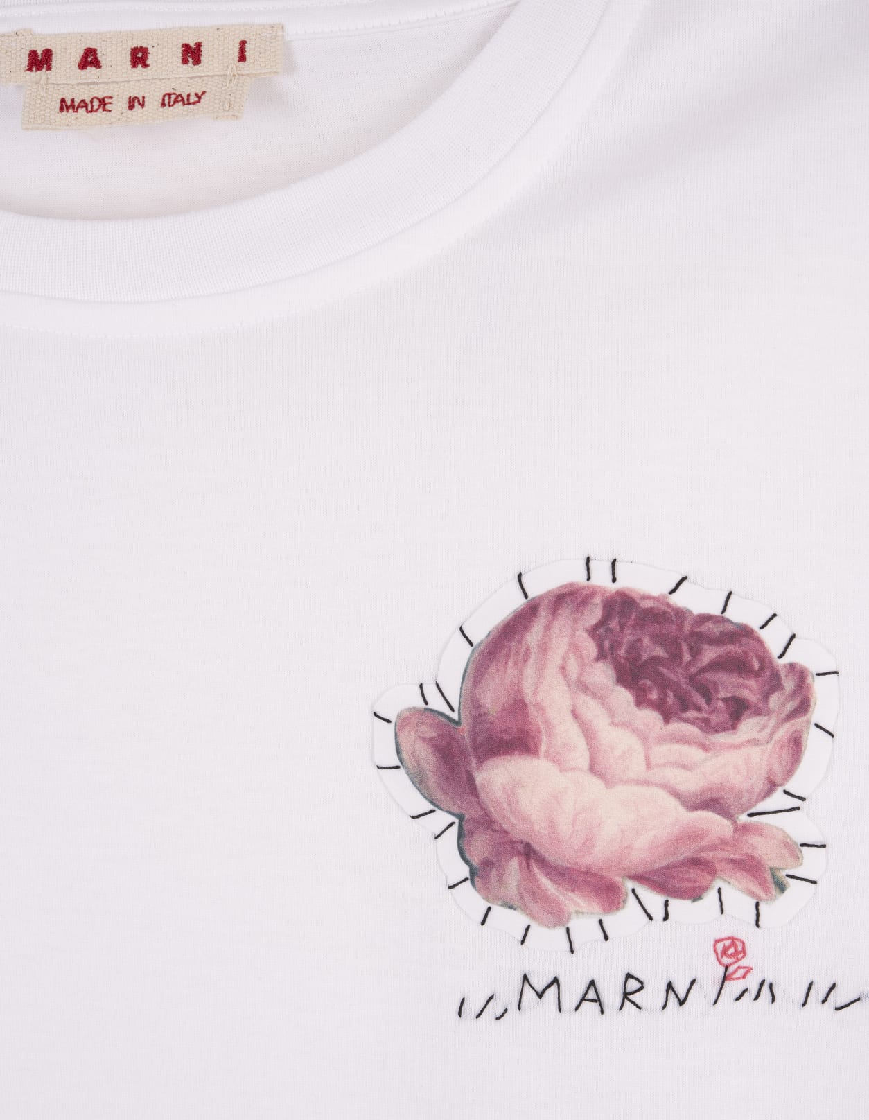 Shop Marni White T-shirt With Flower Application
