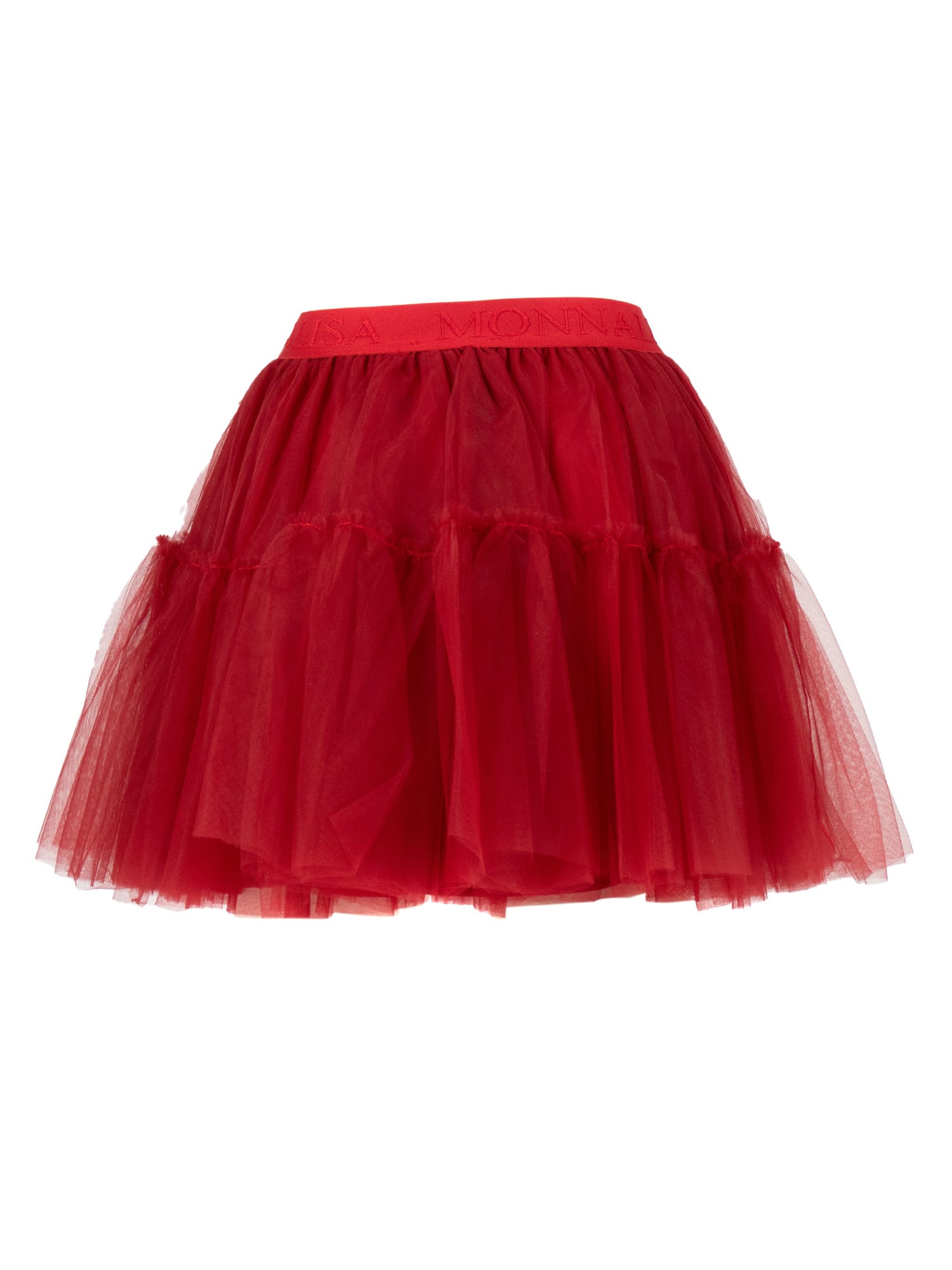 Monnalisa Flared Tulle Skirt In Red
