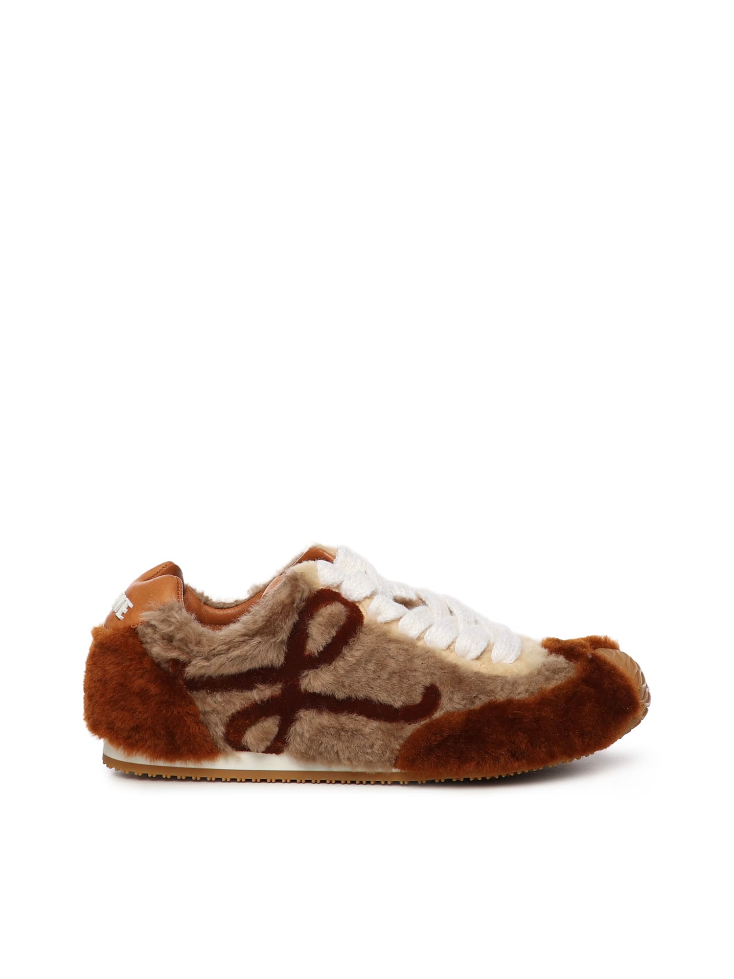 Loewe Ballet Runner 2.0 Leather-trimmed Shearling Sneakers In Multi