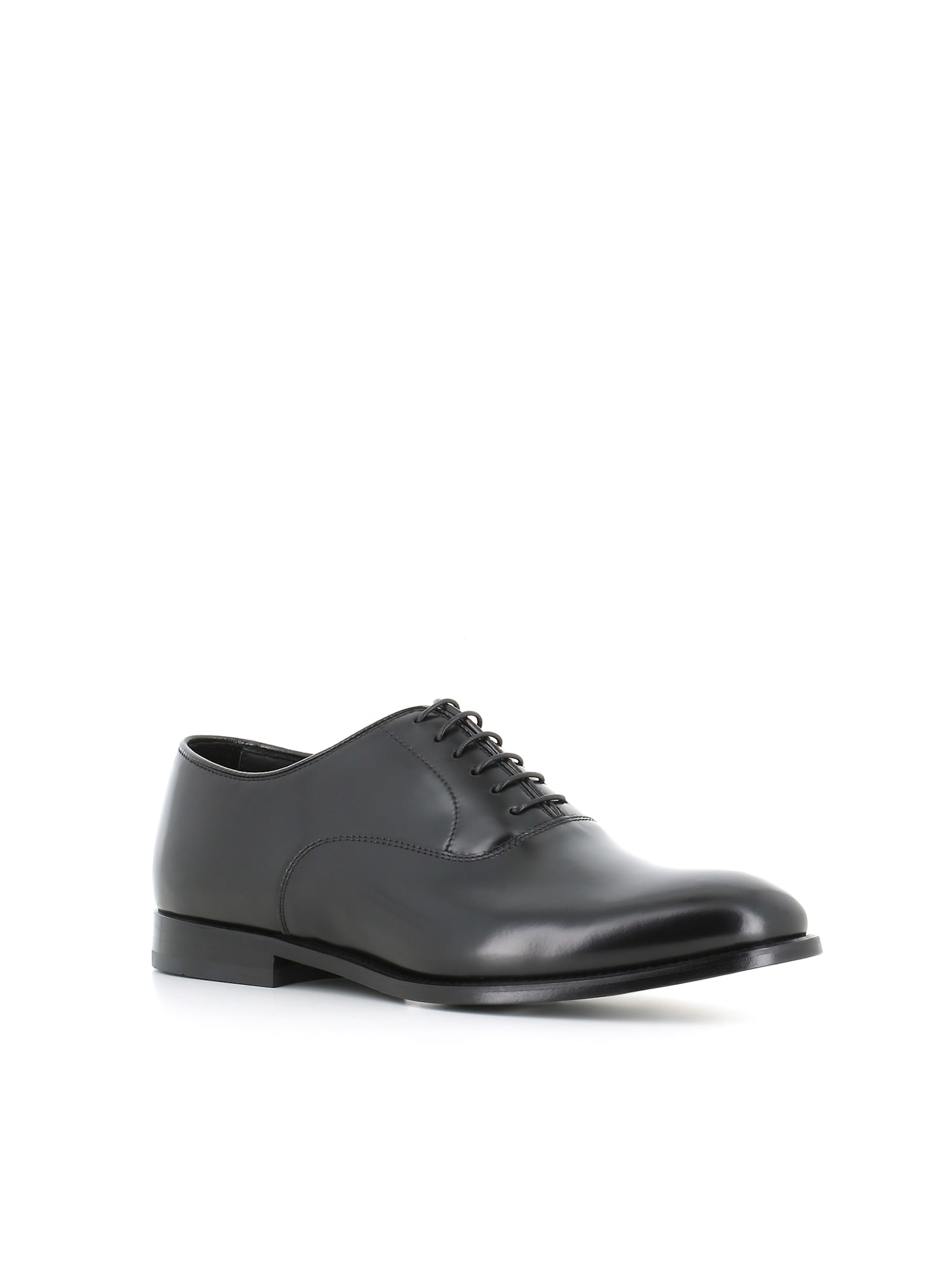 Doucal's Black Leather Oxford Shoes In Black