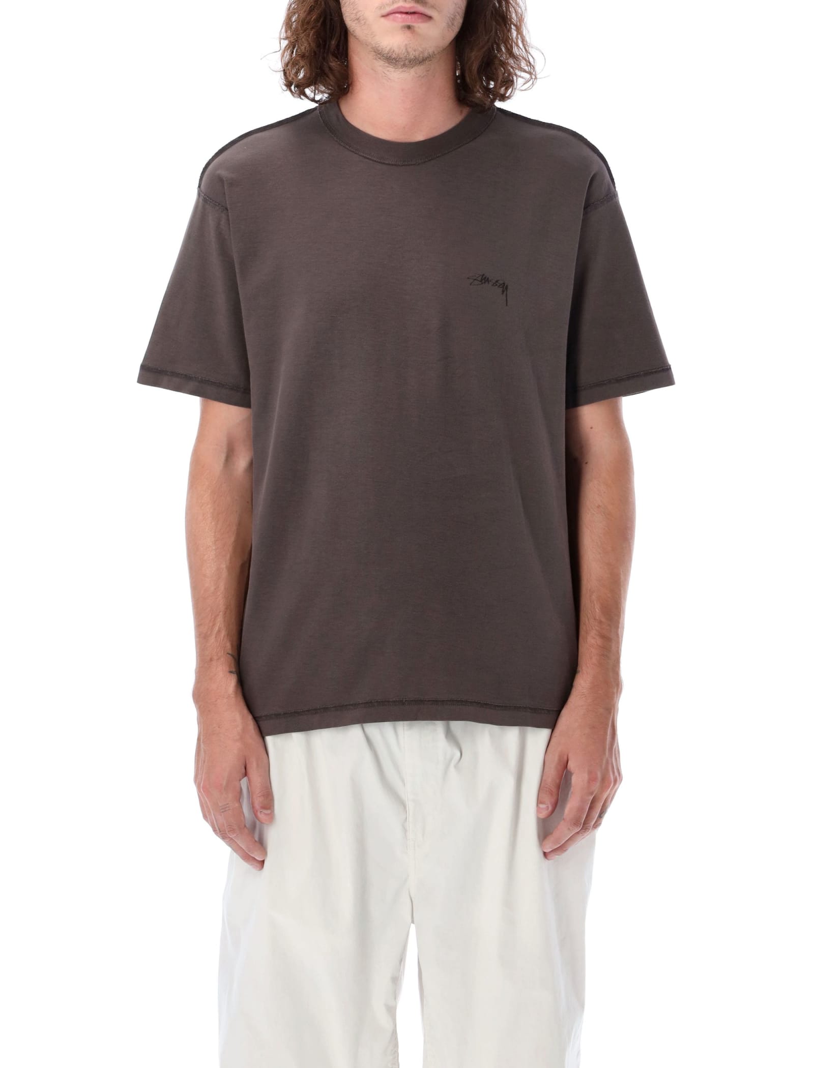 Stussy Pigment Dyed Inside Out T-shirt In Faded Black