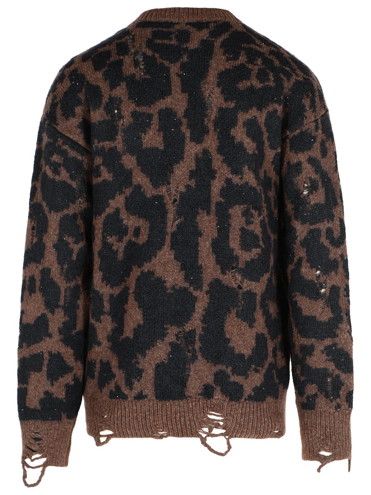 Laneus Two-tone Merino Wool Blend Sweater In Brown