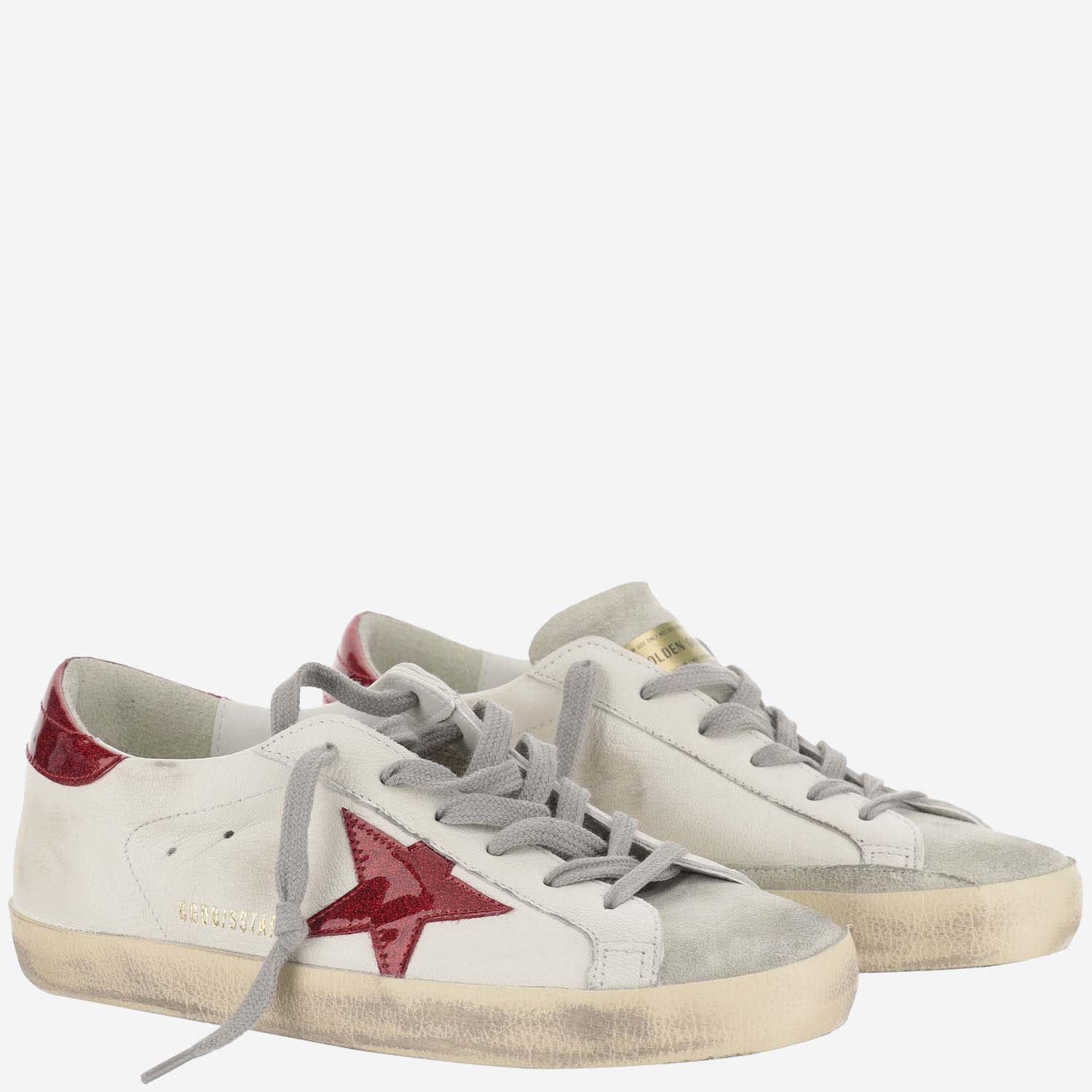 Shop Golden Goose Super Star Leather Sneakers In Bianco