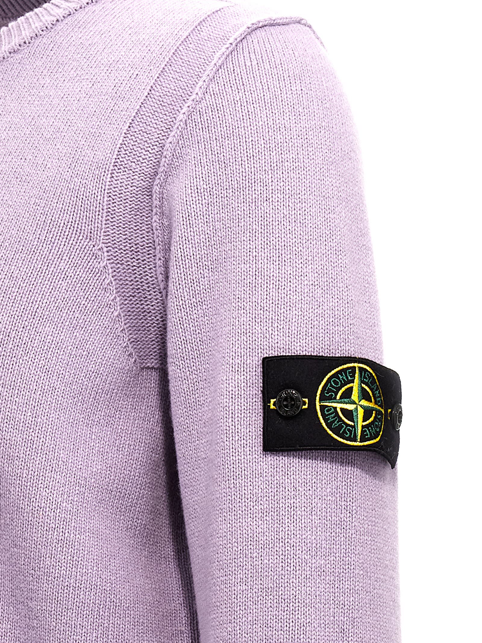 Shop Stone Island Logo Badge Sweater In Lavender