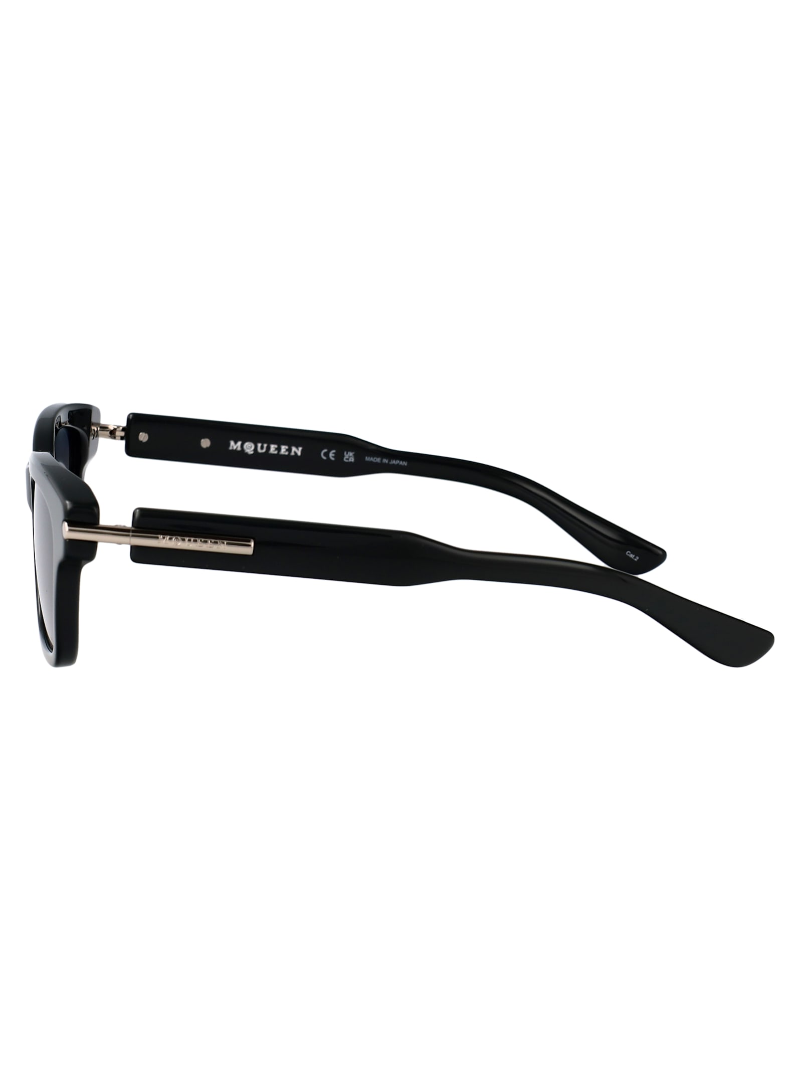 Alexander Mcqueen Green-green-grey Recycled Acetate Sunglasses In Black