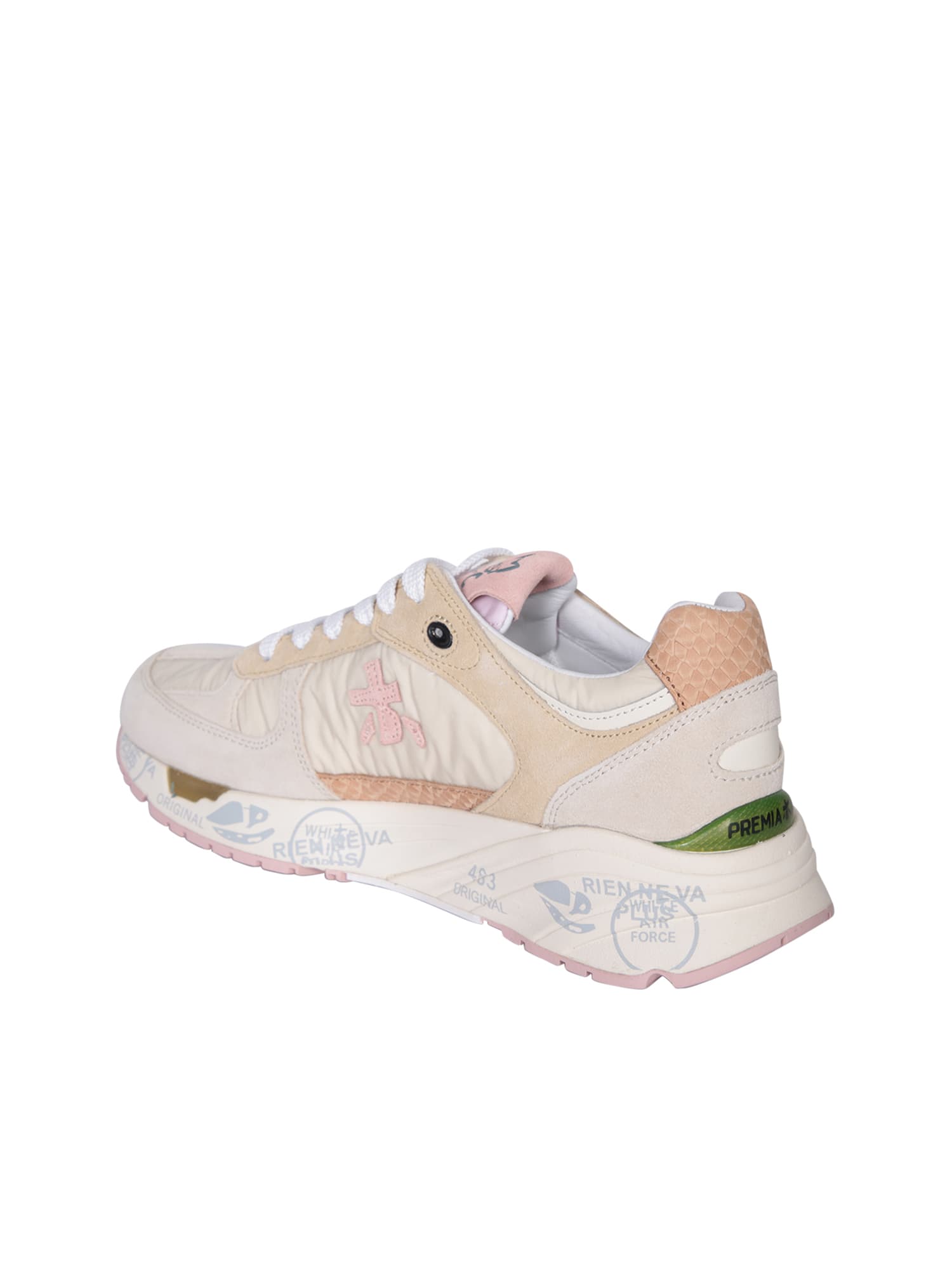 Shop Premiata Mased Pink And Beige Sneakers