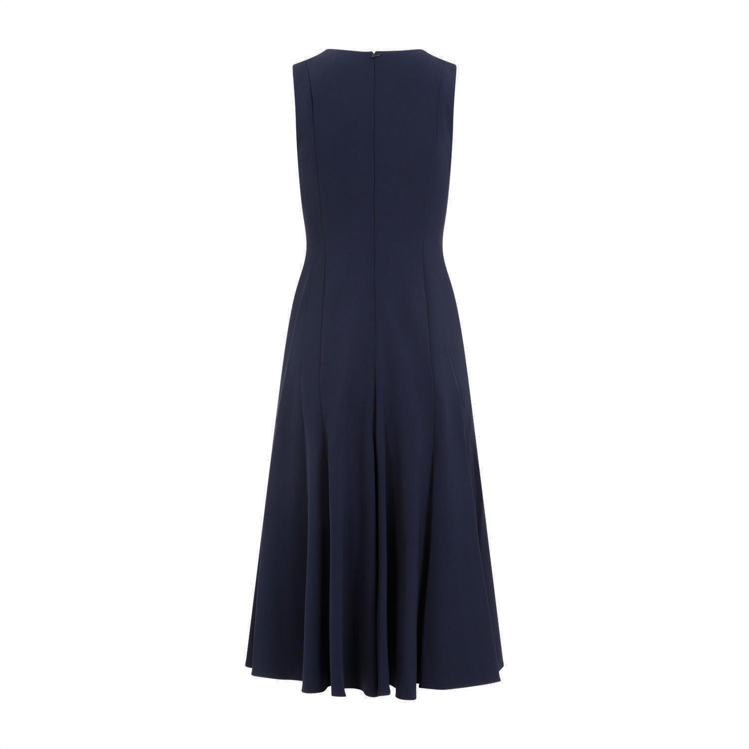 Shop Theory Crewneck Sleeveless Flared Dress In Xlv Nocturne Navy