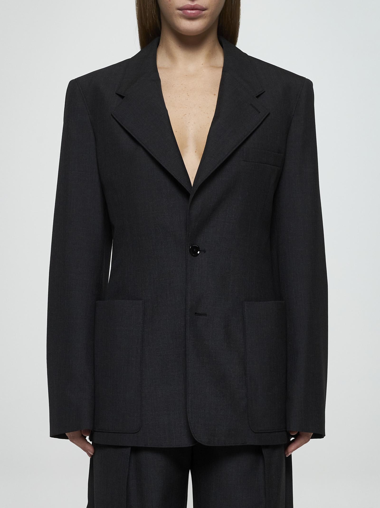 Shop Lemaire Wool-blend Single-breasted Blazer In Black