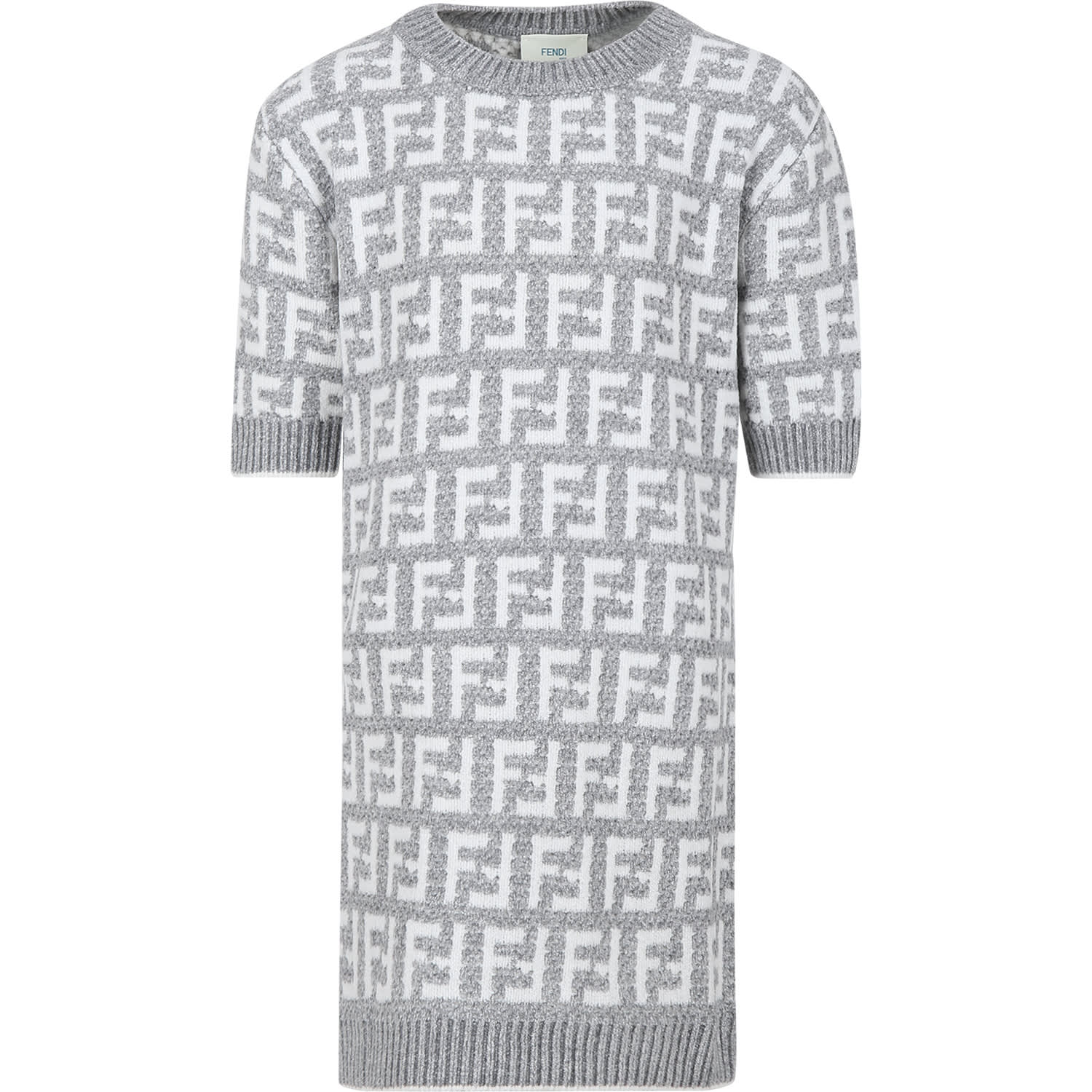 Shop Fendi Grey Dress With Logo For Girl