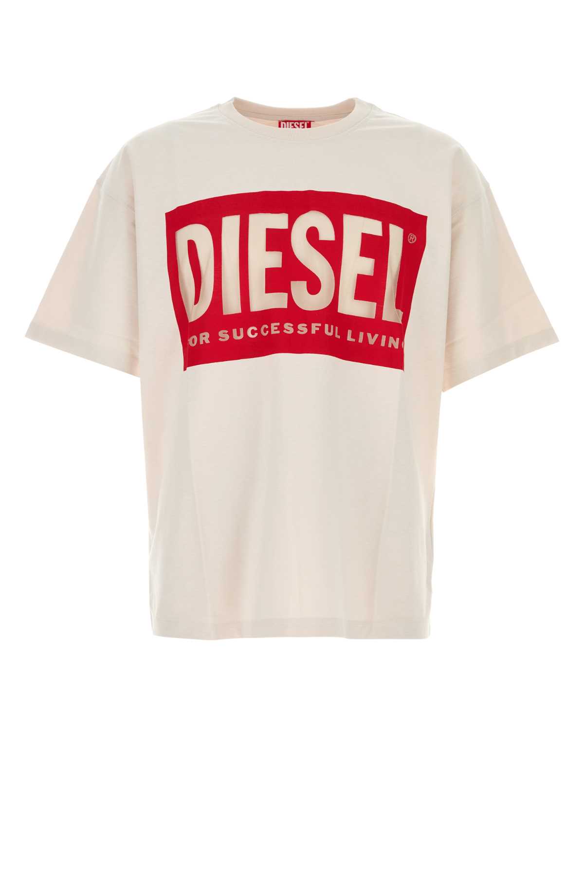 DIESEL IVORY STRETCH COTTON BLEND T-BOX OVERSIZE T-SHIRT