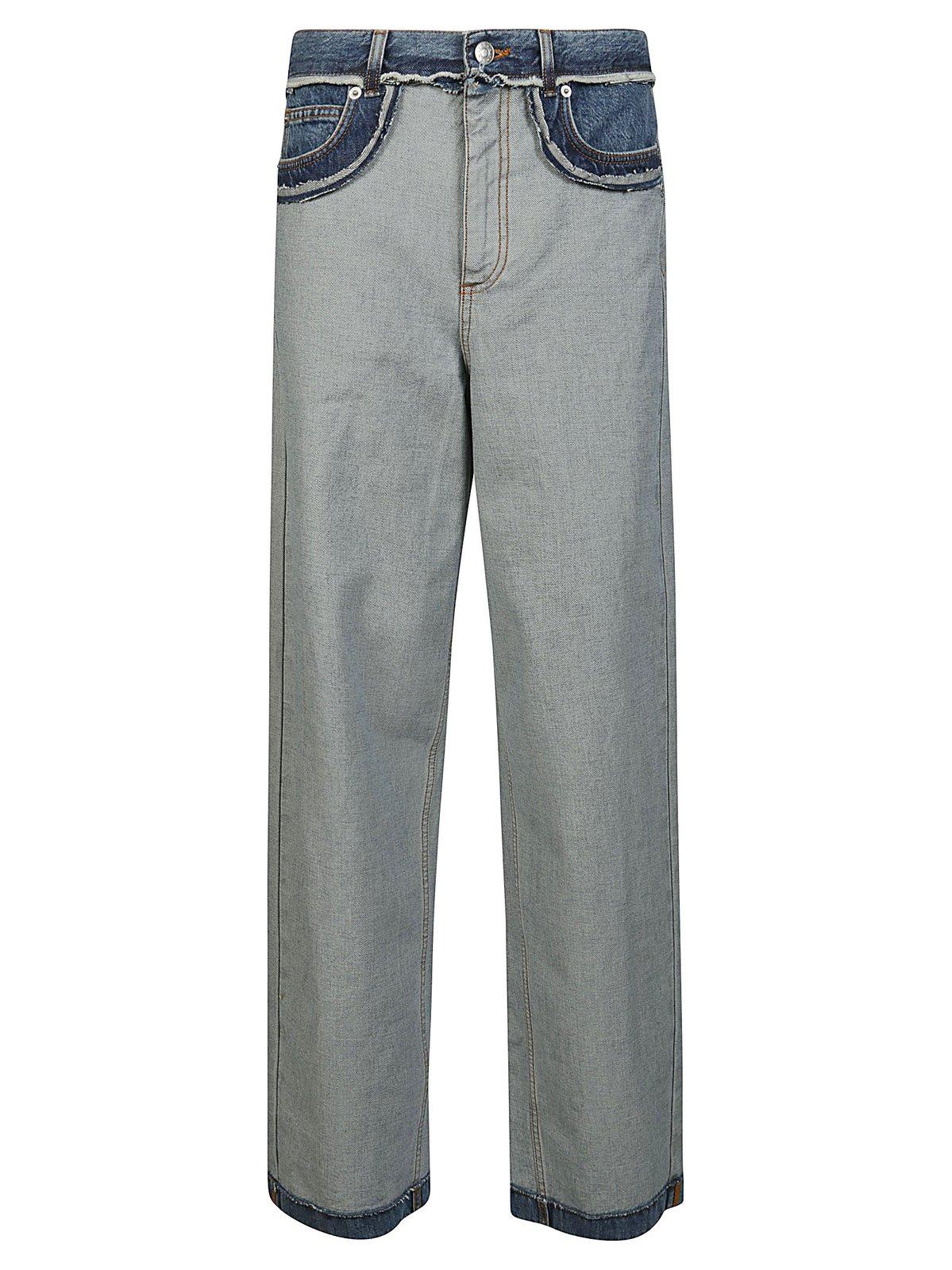 Shop Marni Raw-cut Edge Wide-leg Jeans In Blu