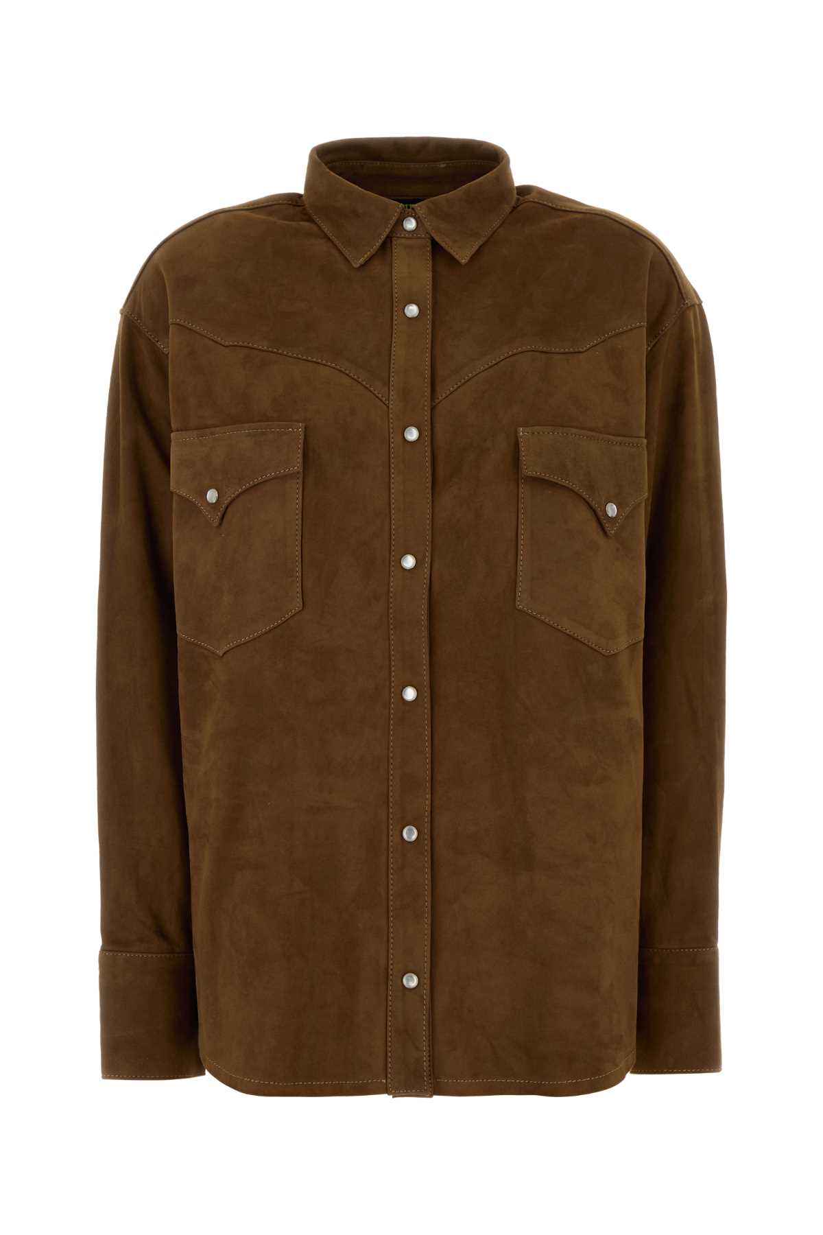 Lois Camel Suede Shirt In Brown