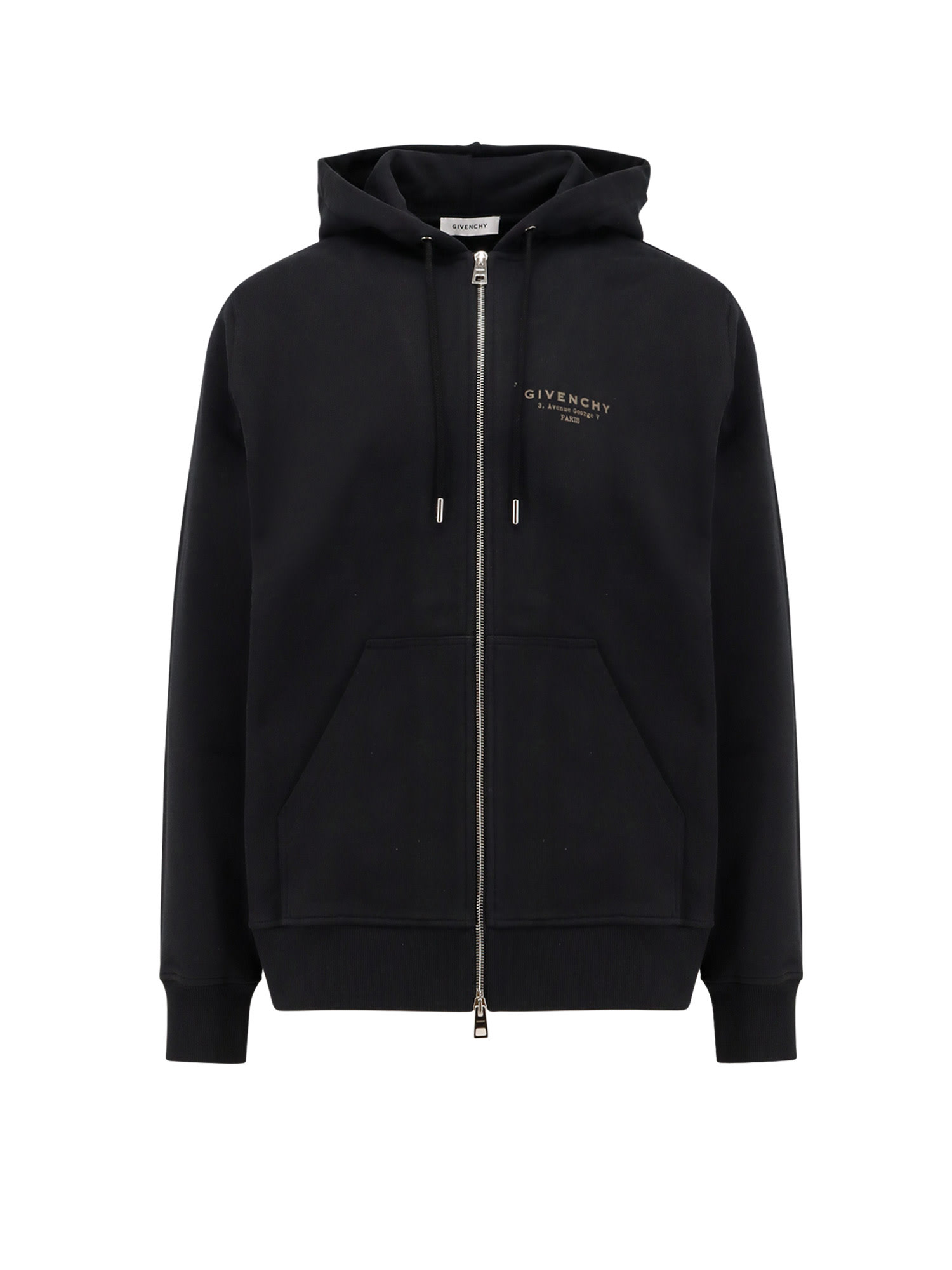 Givenchy Logo Print Zip-up Sweatshirt In Black