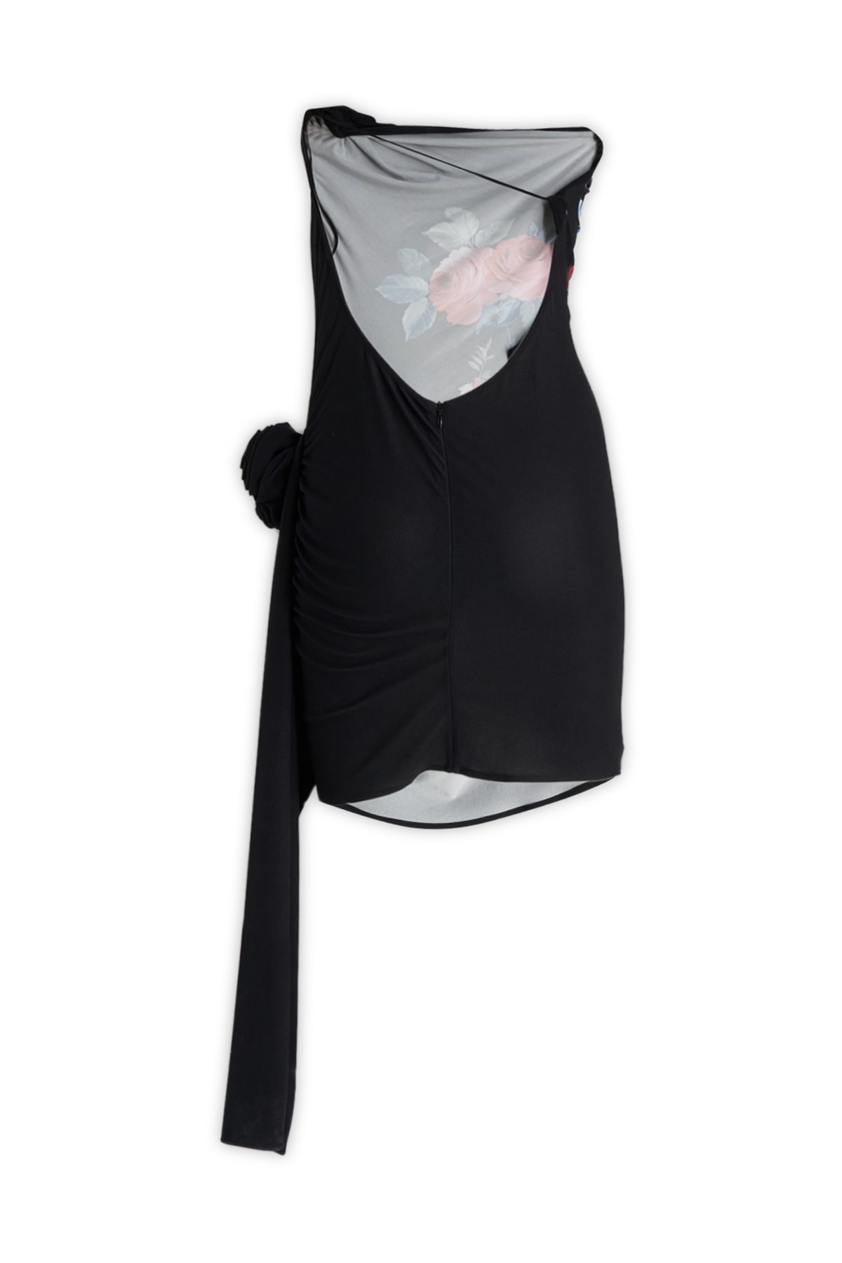 Magda Butrym Printed Jersey One Shoulder Minidress In Black
