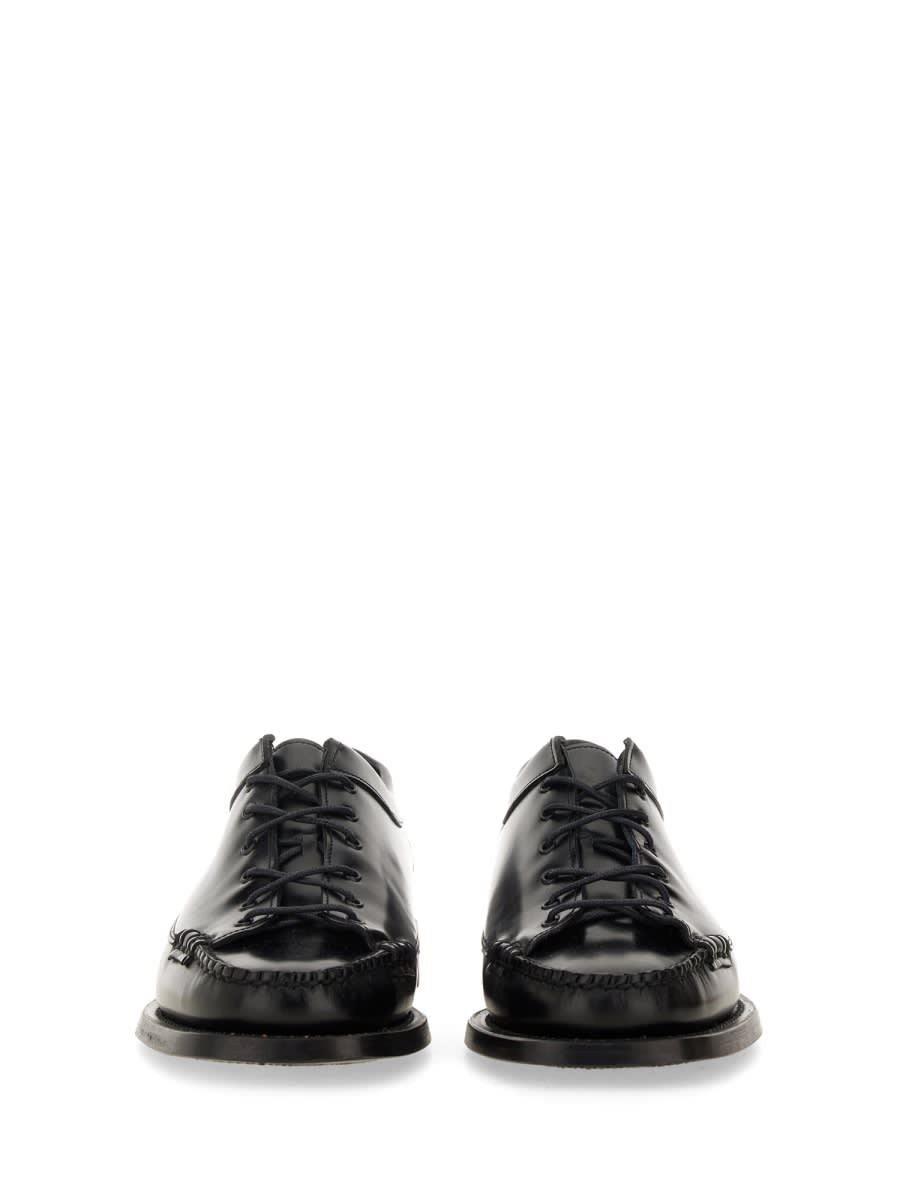 Hereu Squared Leather Moccasin Shoes For Men In Black