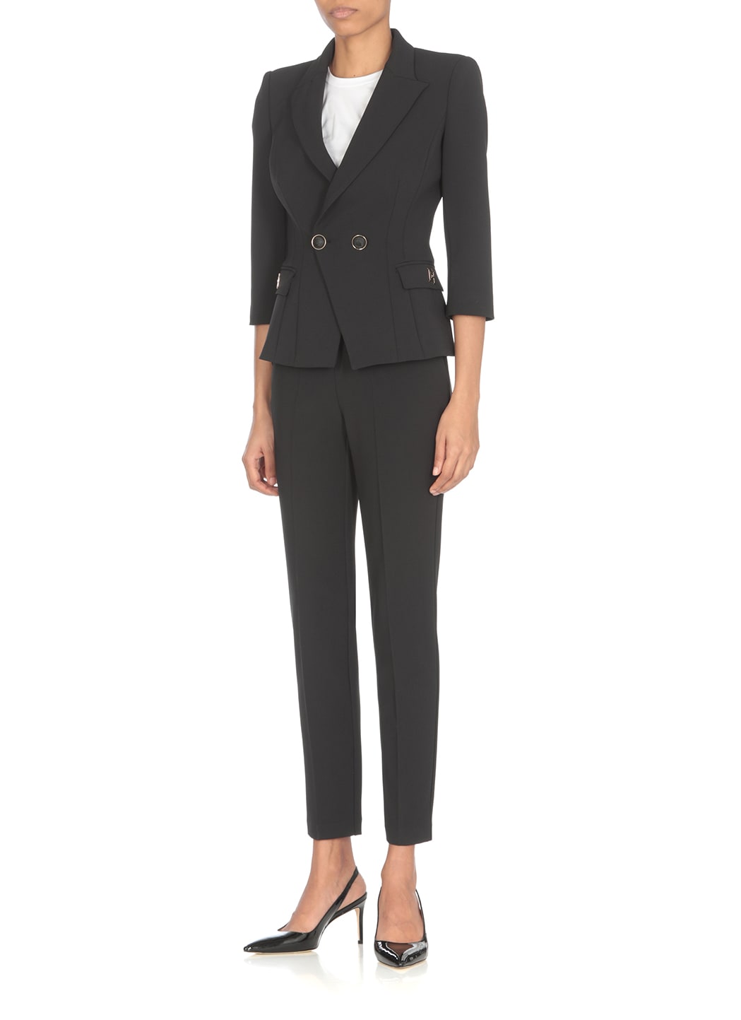 Elisabetta Franchi Crepe Blazer In Black
