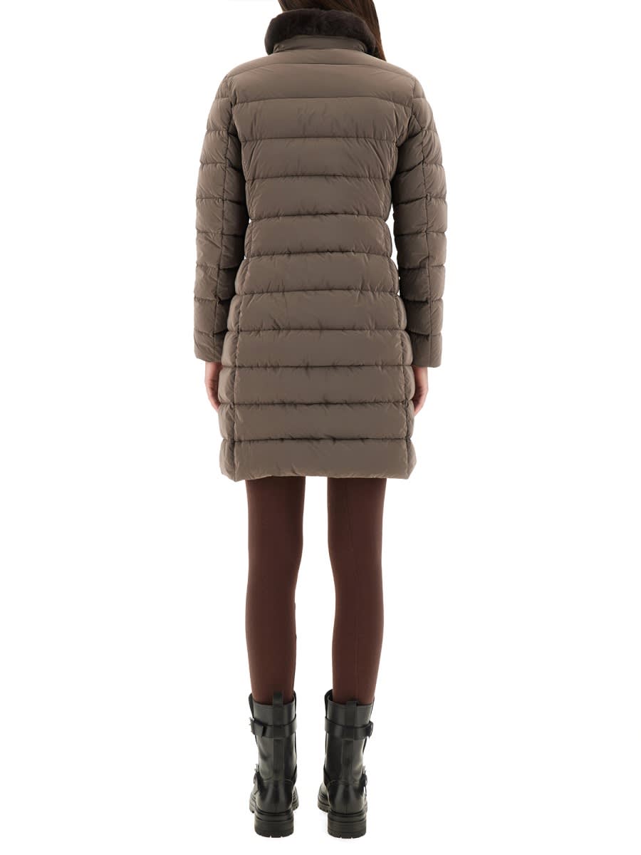 Moorer Double-breasted Long Padded Coat In Brown