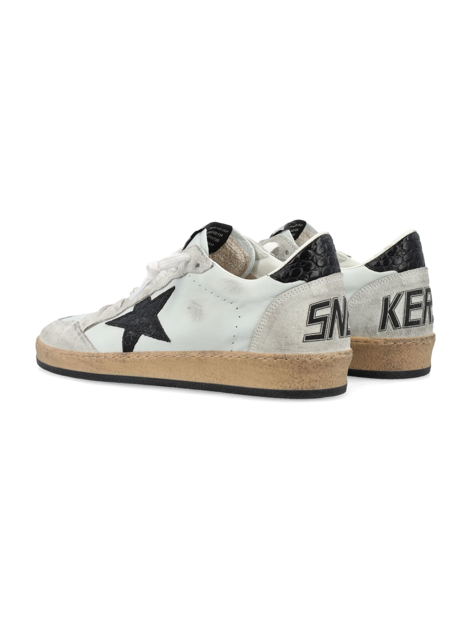 Shop Golden Goose Ball Star Crocco Sneaker In White Black