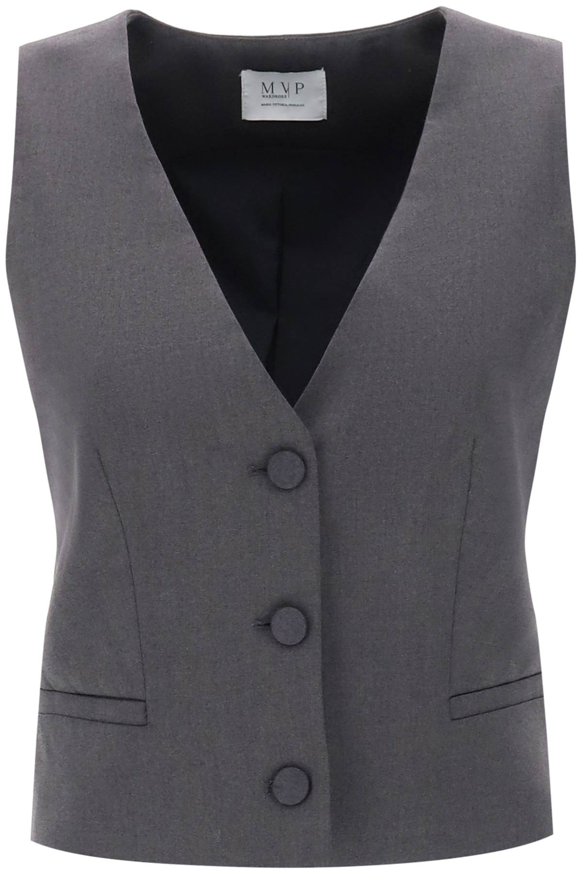 Shop Mvp Wardrobe Meda Wool Blend Vest In Perla (grey)