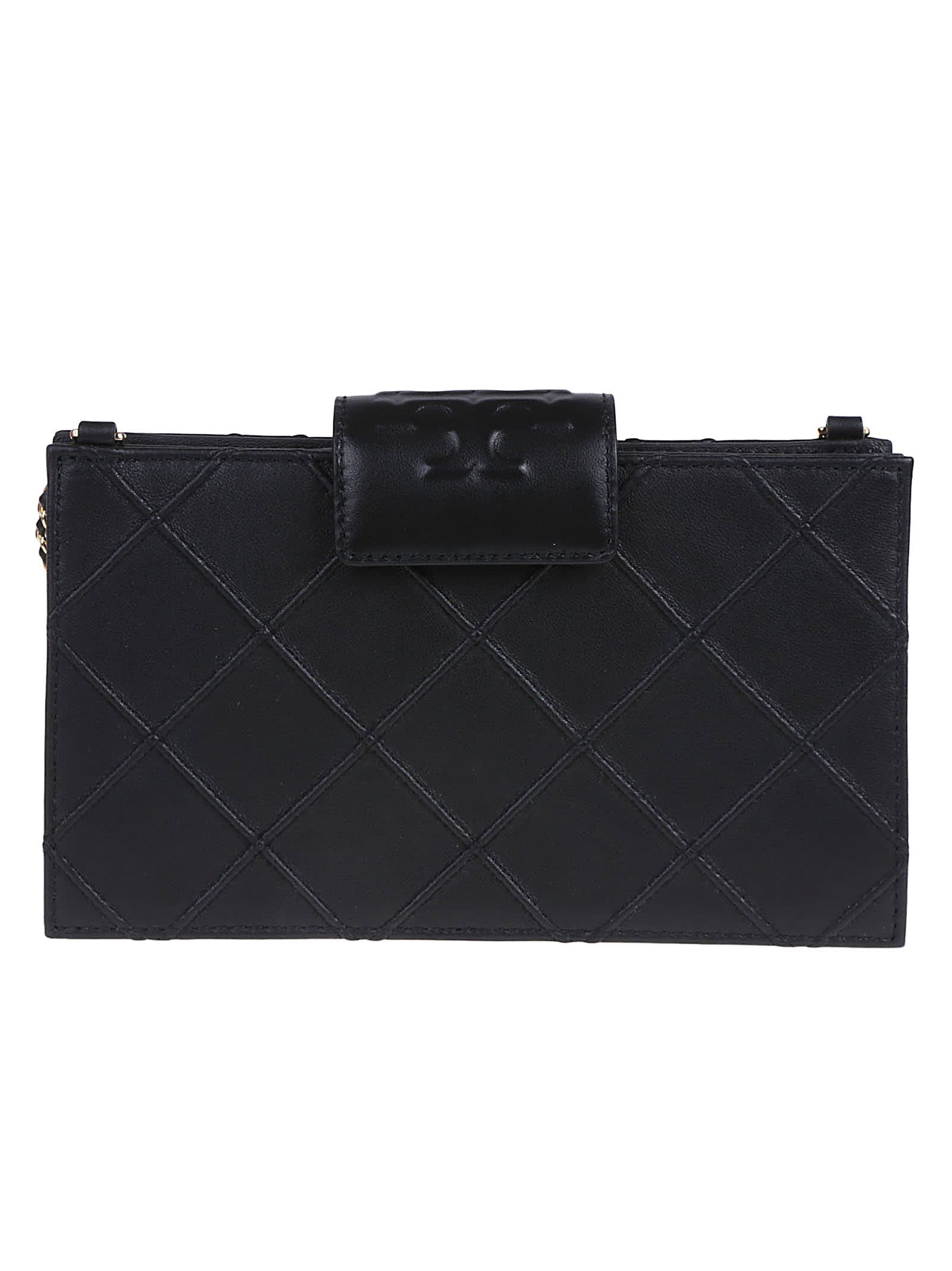 Tory Burch Mini Fleming Chain Wallet In Black