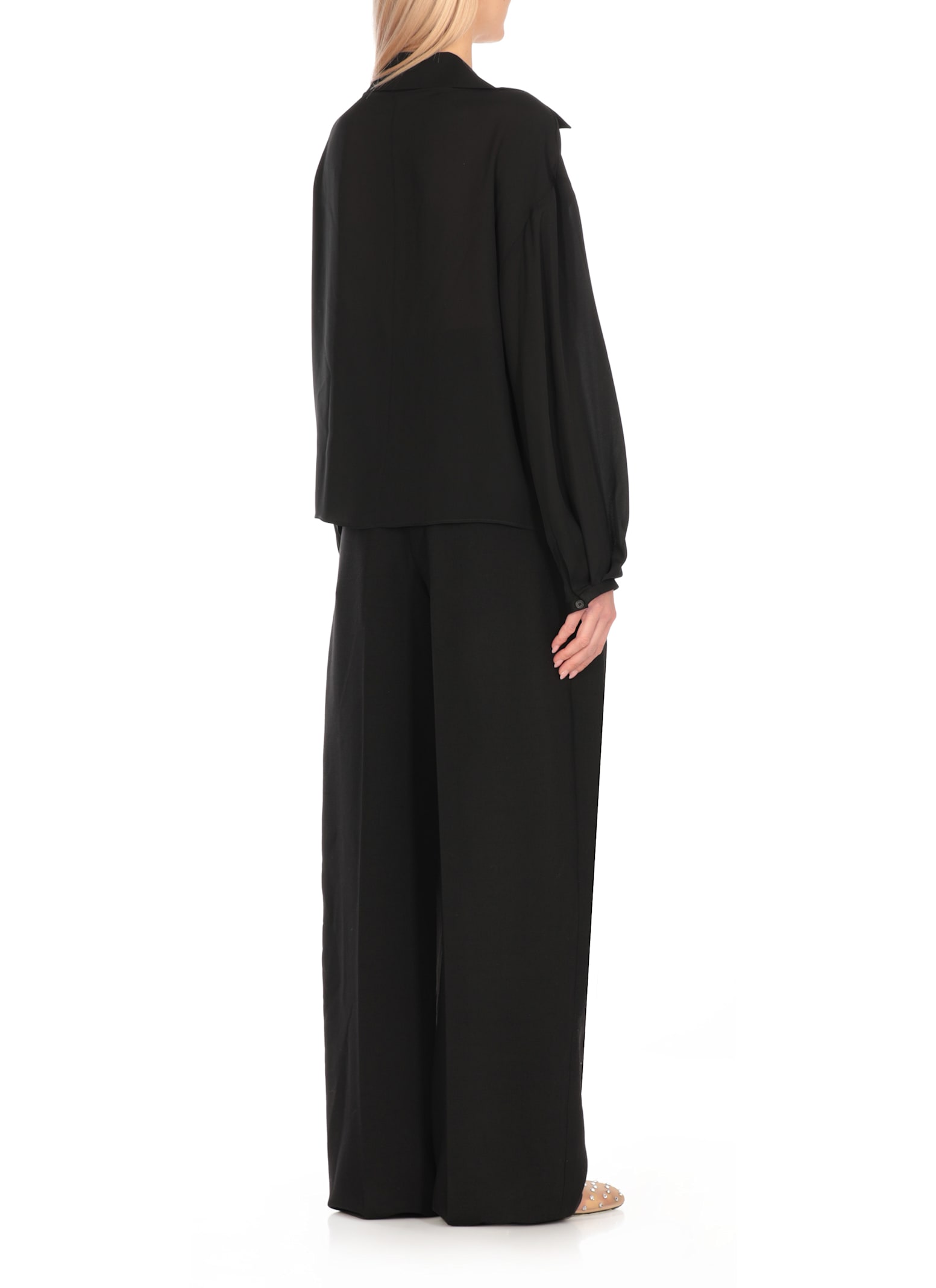 Khaite Ashton Double Breasted Silk Top In Black