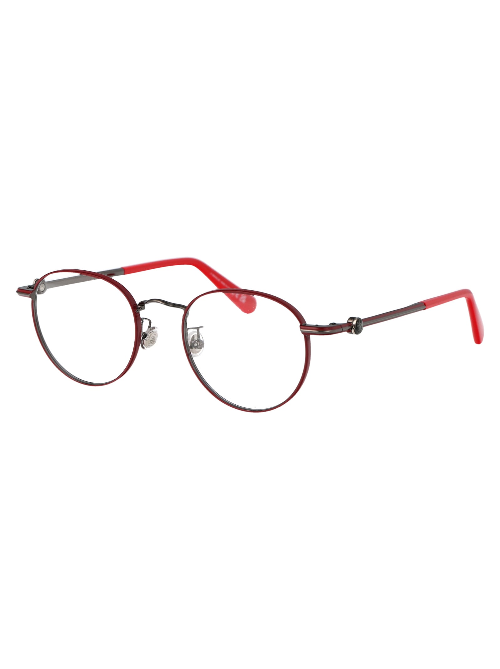 Shop Moncler Ml5204 Glasses In 066 Bordeaux Lucido