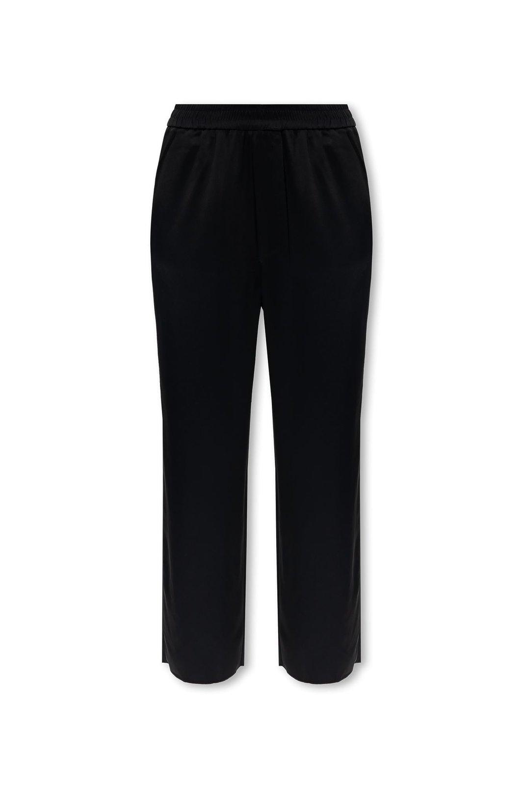 Elasticated-waist Straight Leg Cropped Trousers