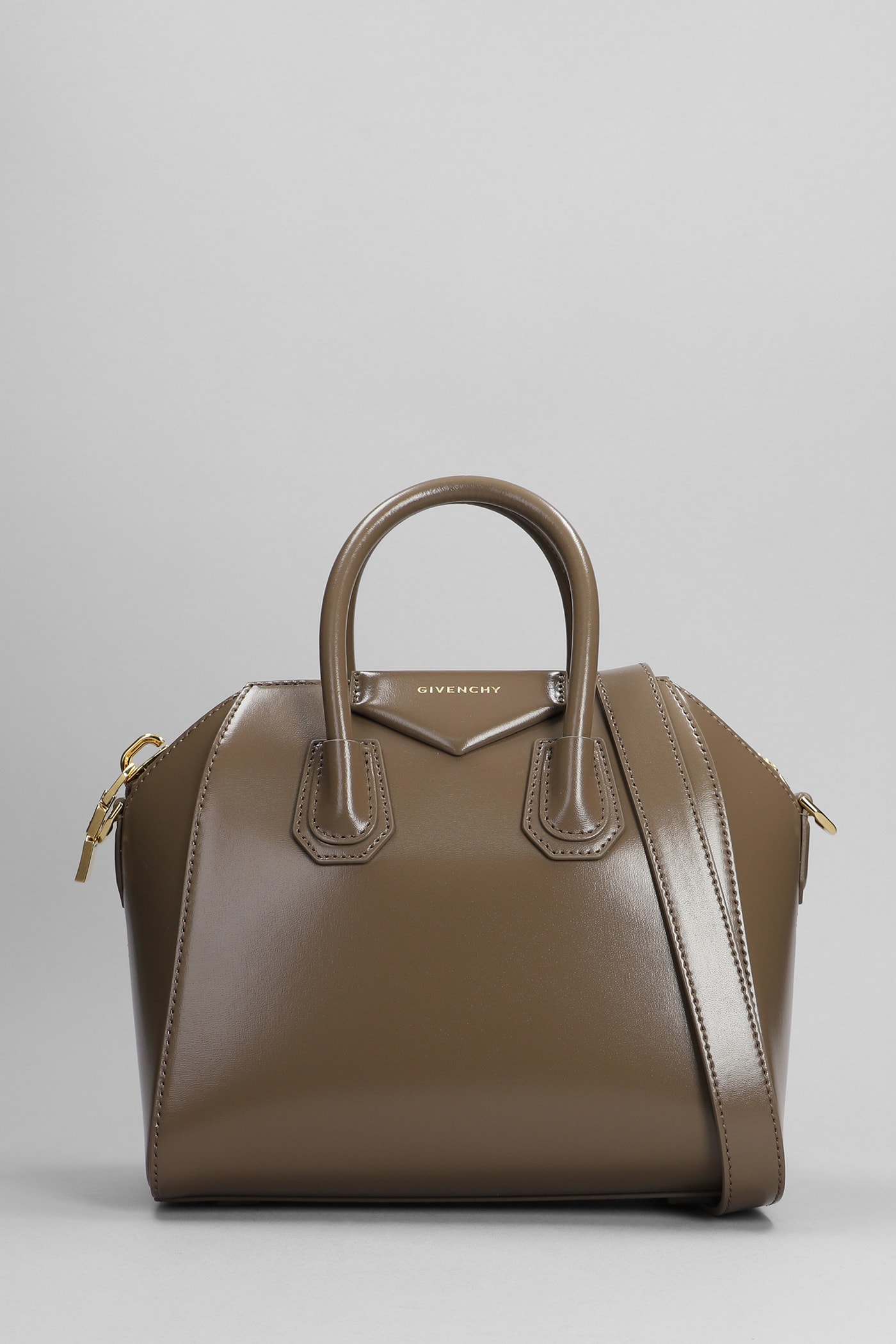Shop Givenchy Antigona Shoulder Bag In Taupe Leather