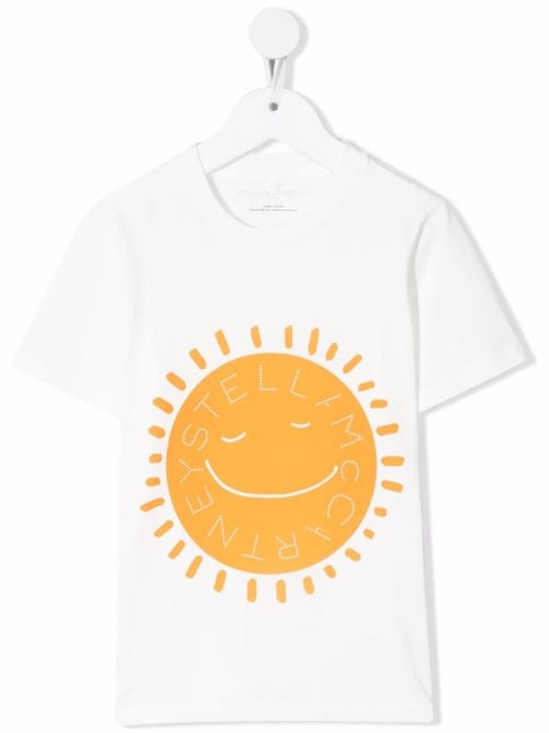 Stella McCartney Kids White Cotton T-shirt With Sun Print