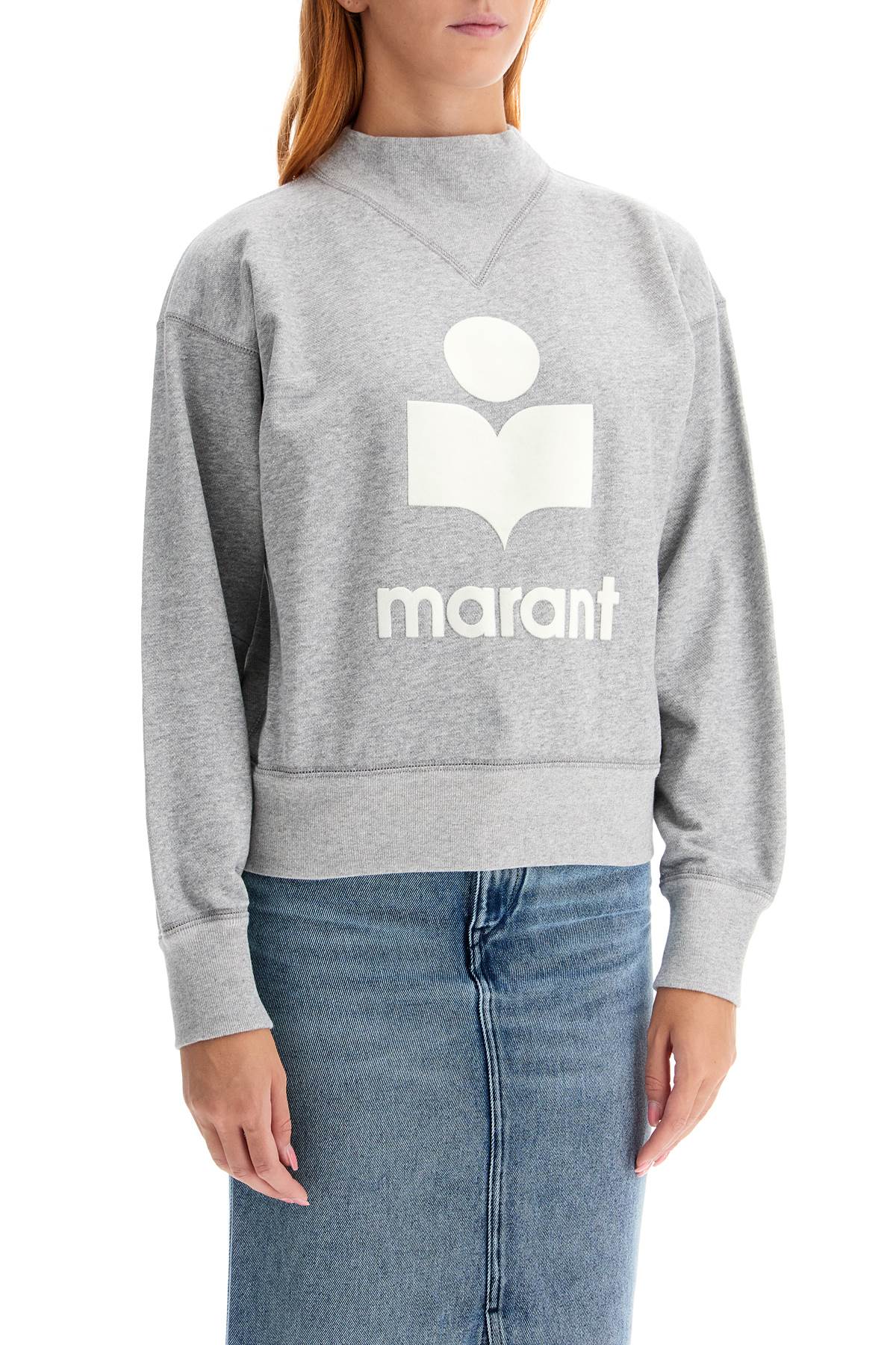 Shop Marant Etoile Moby Sweatshirt With Flocked Logo In Grey/white (grey)