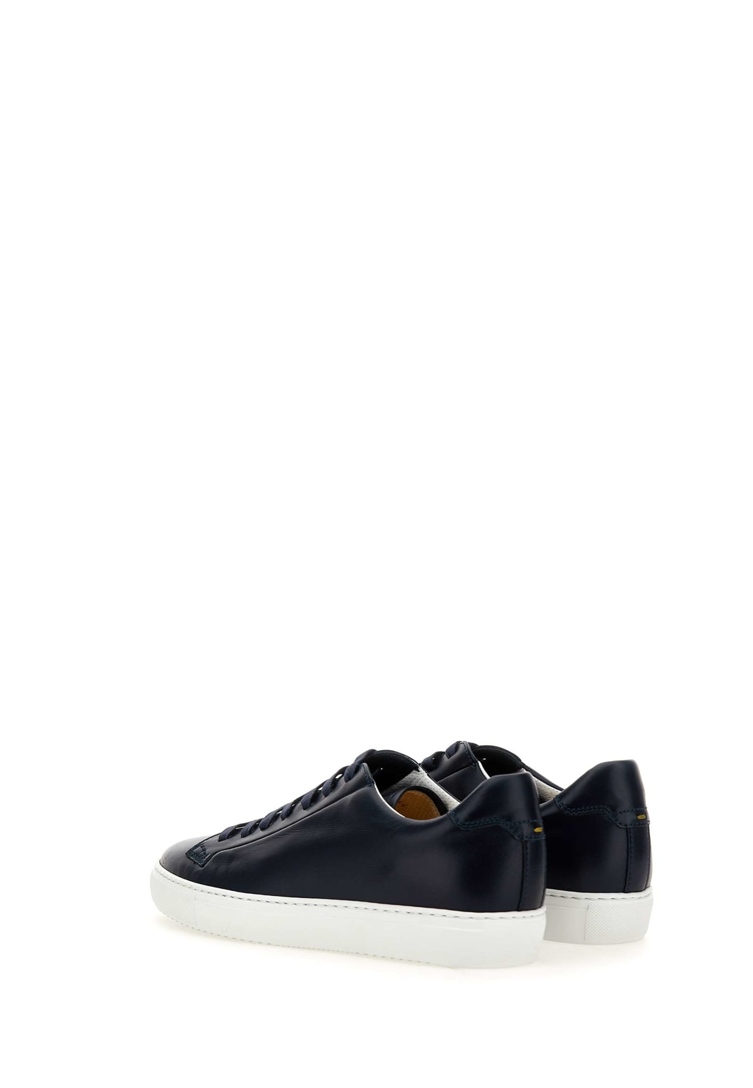 Shop Doucal's Chiffon Leather Sneakers In Blue