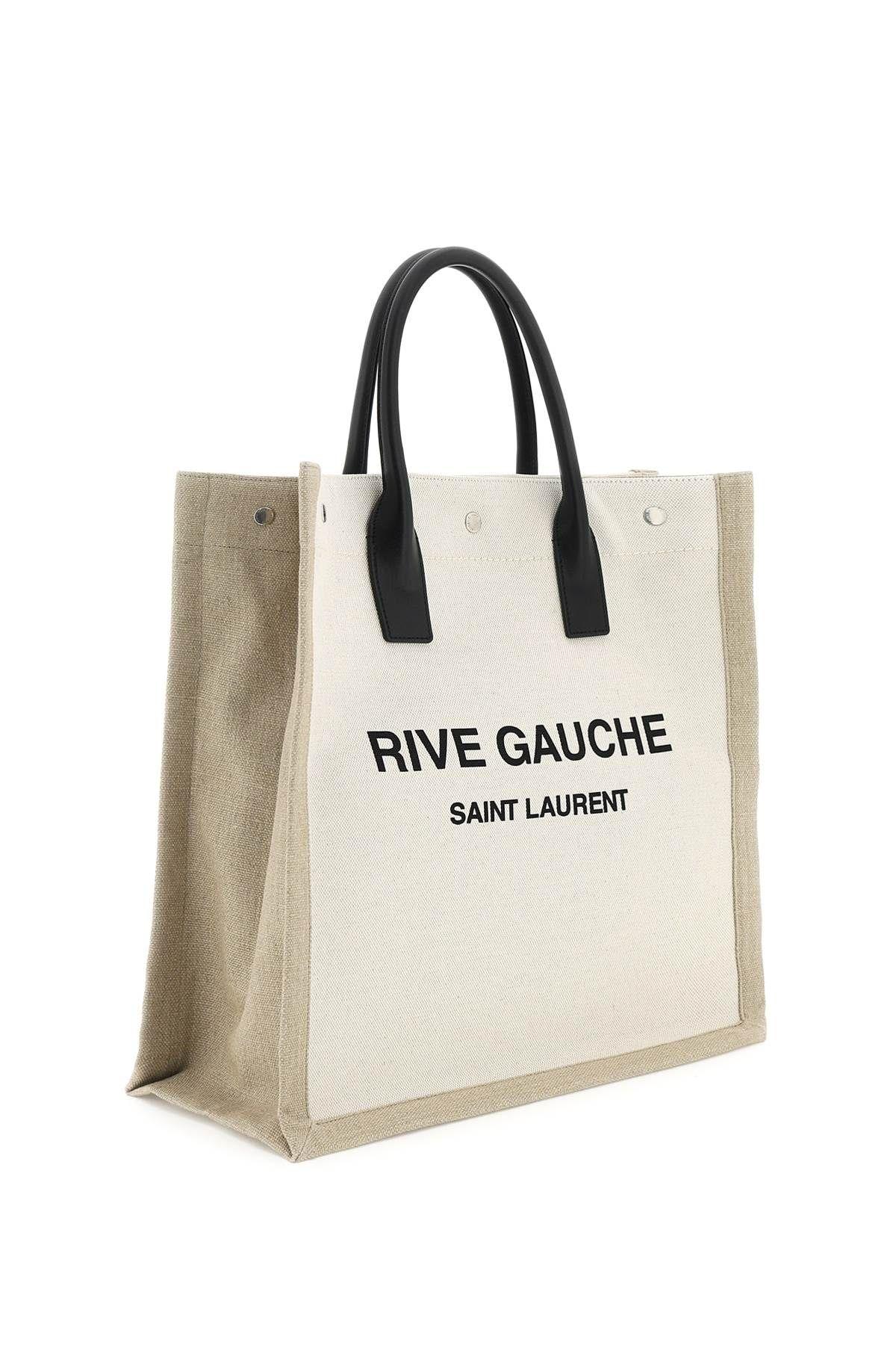 Shop Saint Laurent Rive Gauche N/s Canvas Tote Bag