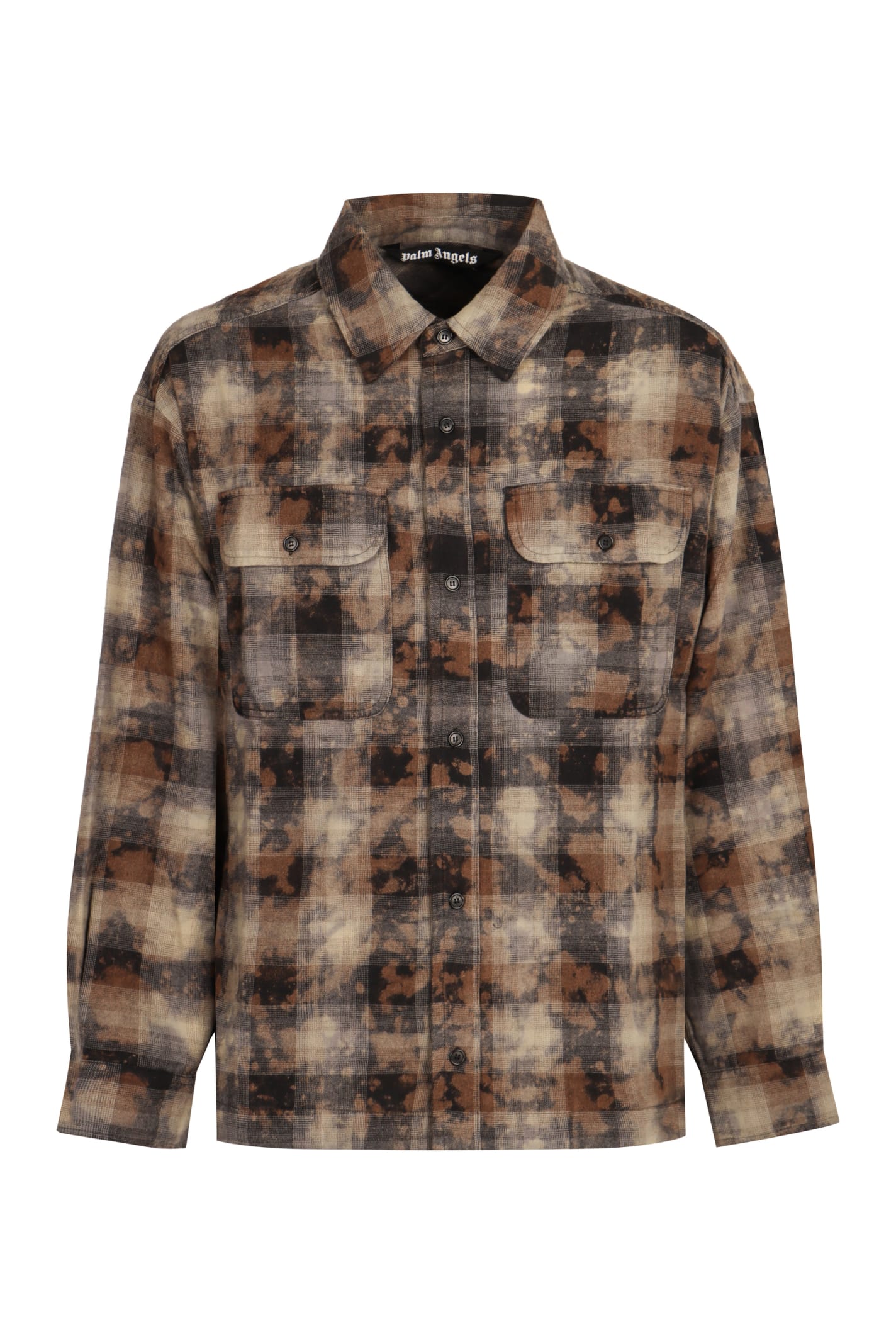 Shop Palm Angels Checked Cotton Shirt In Multicolor