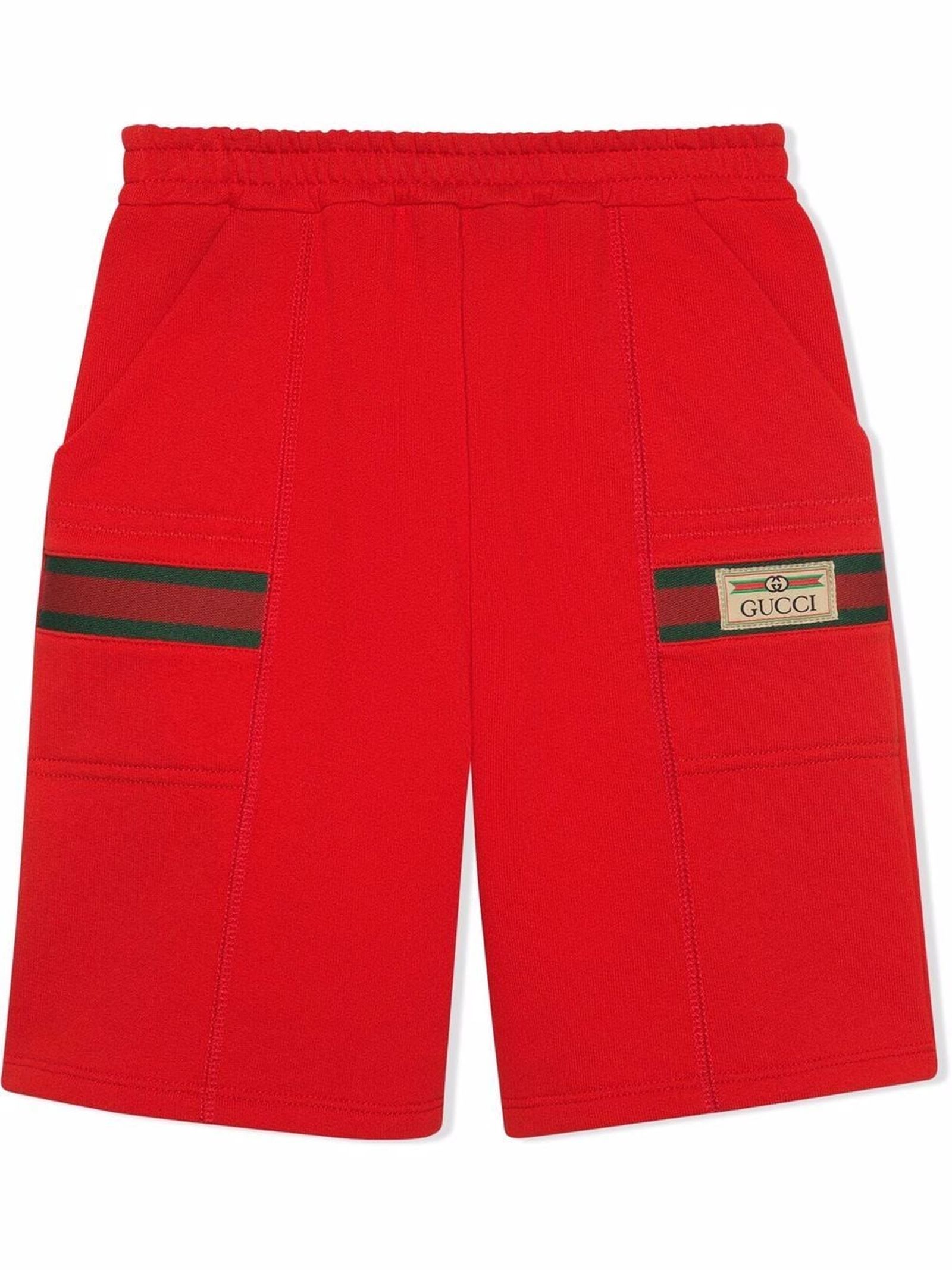 Gucci Red Felted Cotton Jersey Shorts