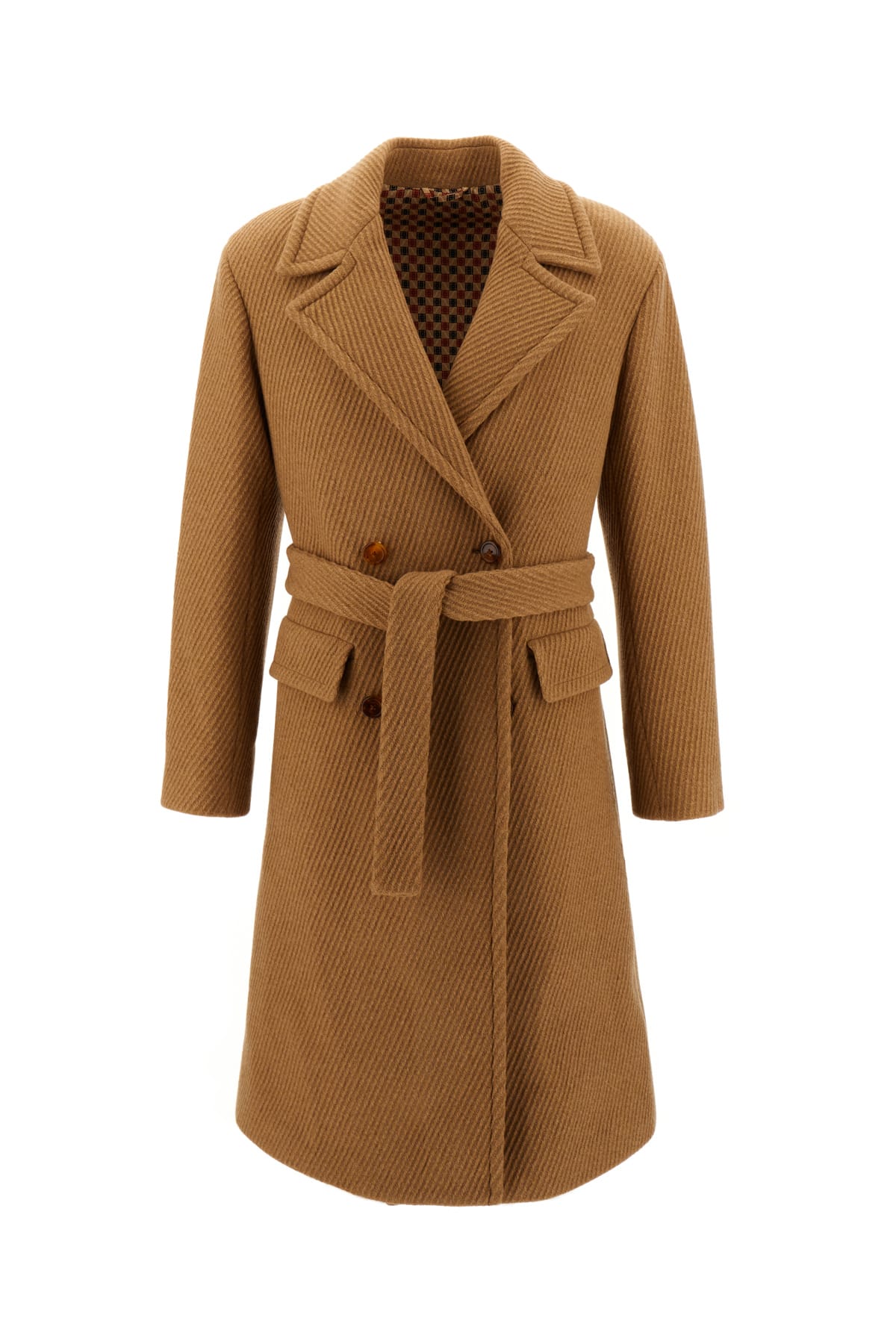 Shop Etro Camel Wool Blend Coat In 0800